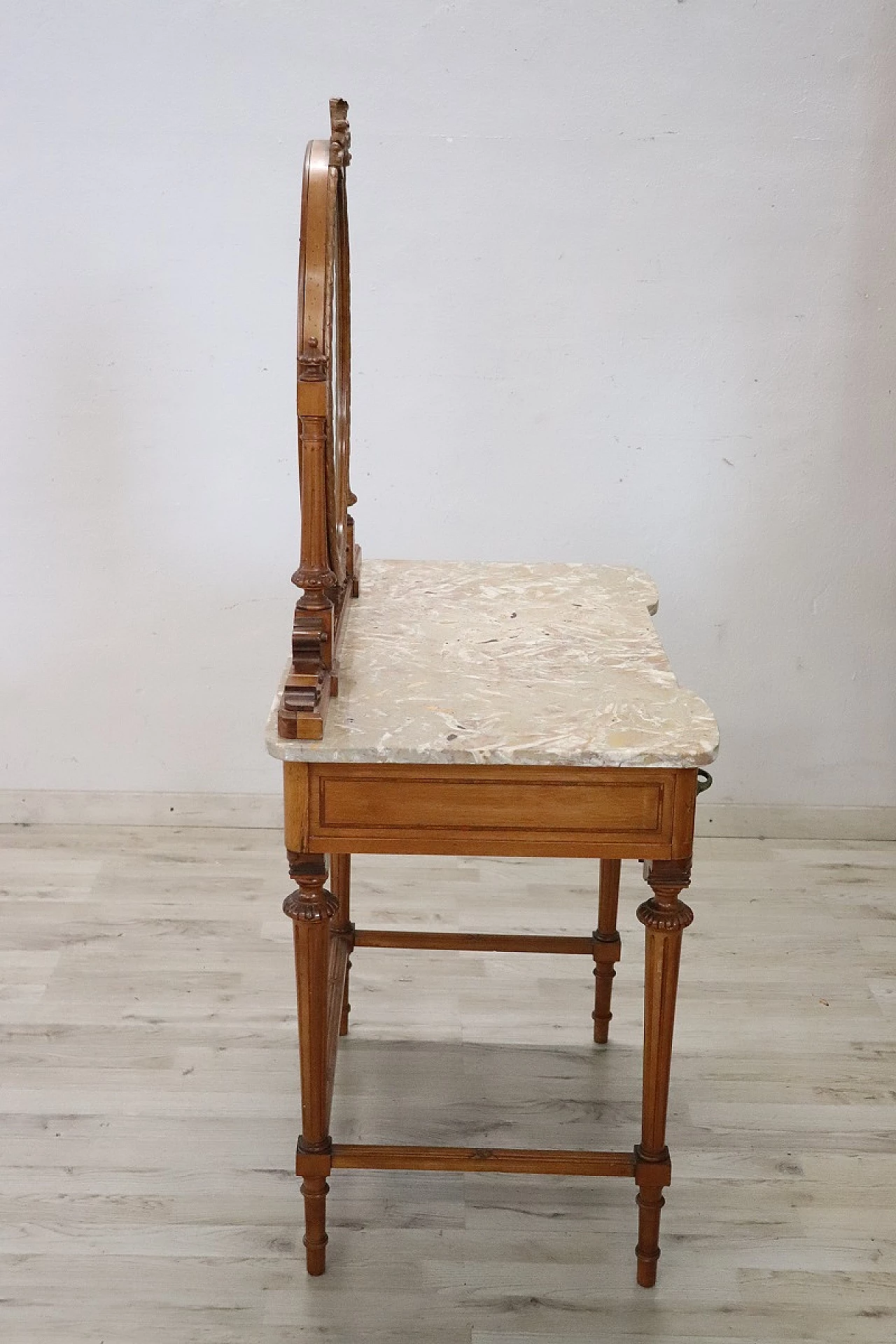 Cherry and marble vanity table with stool, early 20th century 14