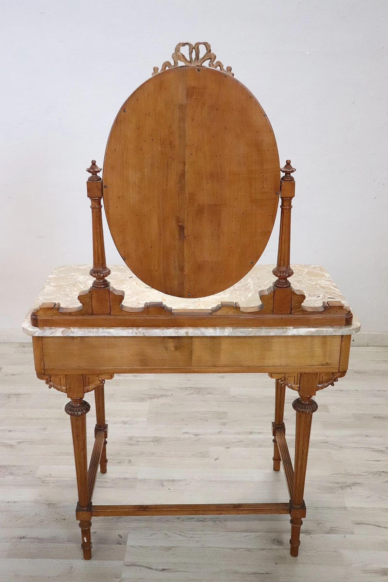 Cherry and marble vanity table with stool, early 20th century 15