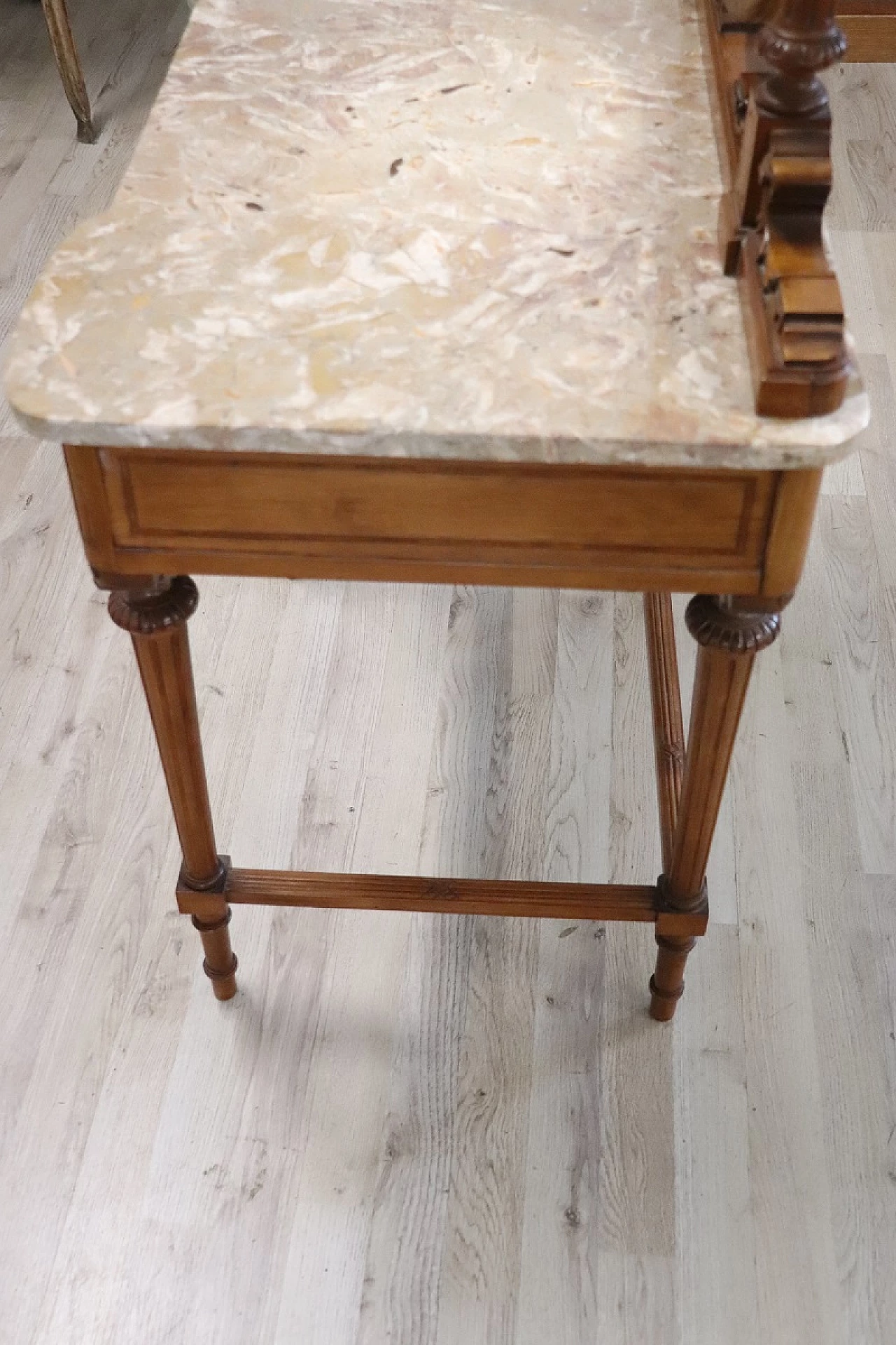 Cherry and marble vanity table with stool, early 20th century 16