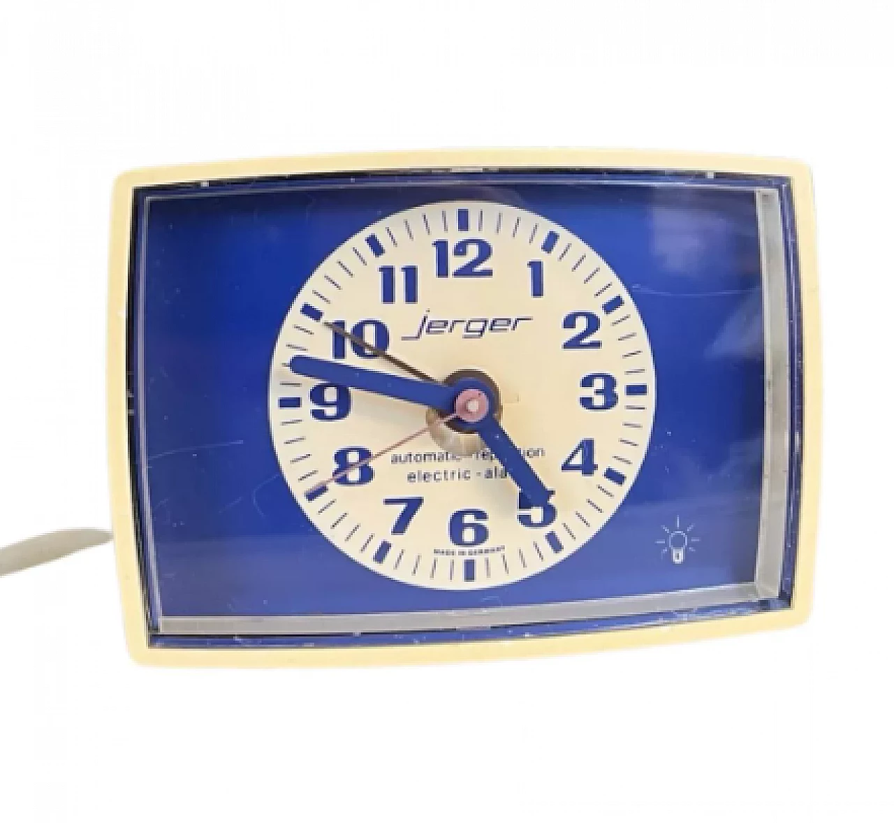 Beige and blue plastic Jerger alarm clock, 1970s 2