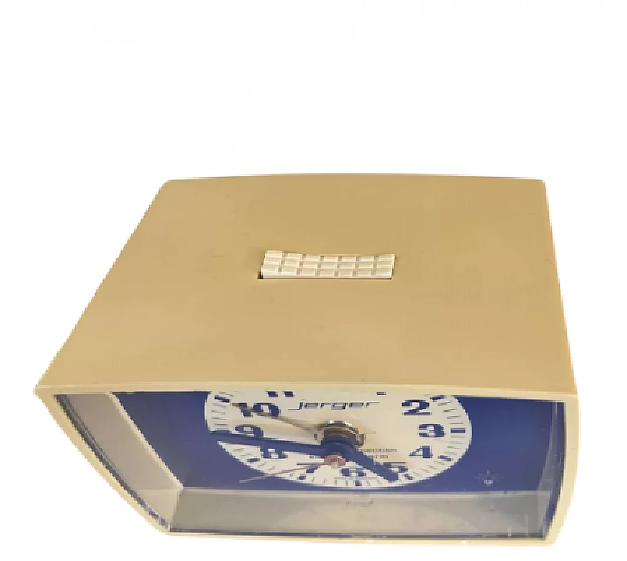 Beige and blue plastic Jerger alarm clock, 1970s 4