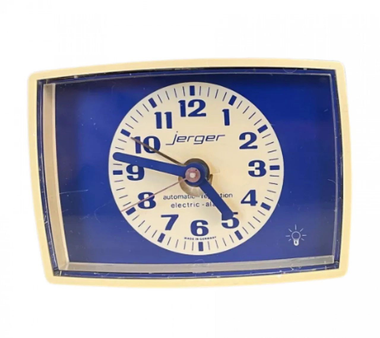 Beige and blue plastic Jerger alarm clock, 1970s 9