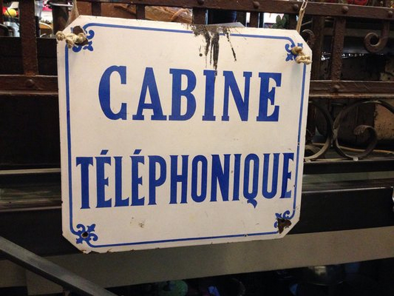 Enamelled telephone booth sign, 1960s 1