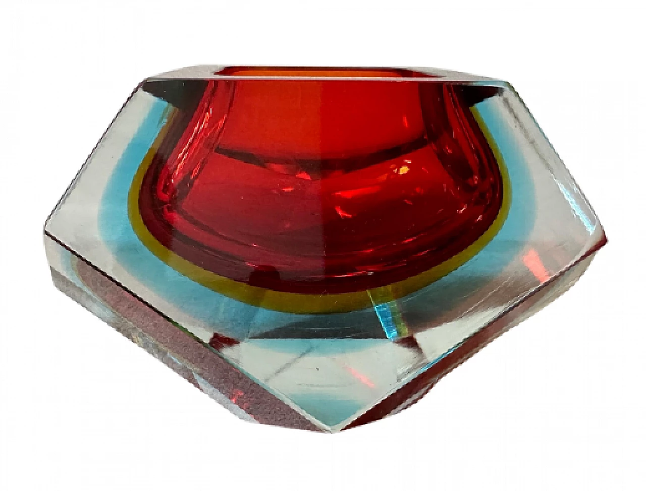 Faceted Murano glass ashtray by Seguso, 1970s 1