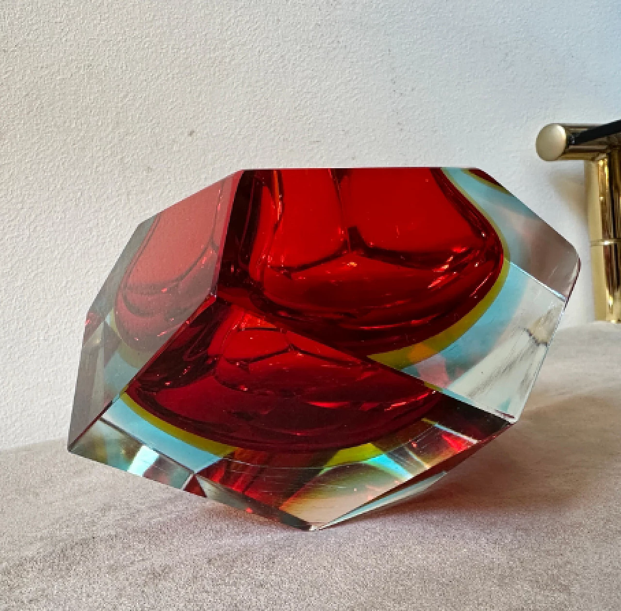Faceted Murano glass ashtray by Seguso, 1970s 4