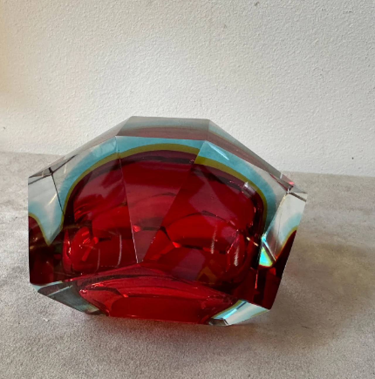 Faceted Murano glass ashtray by Seguso, 1970s 6