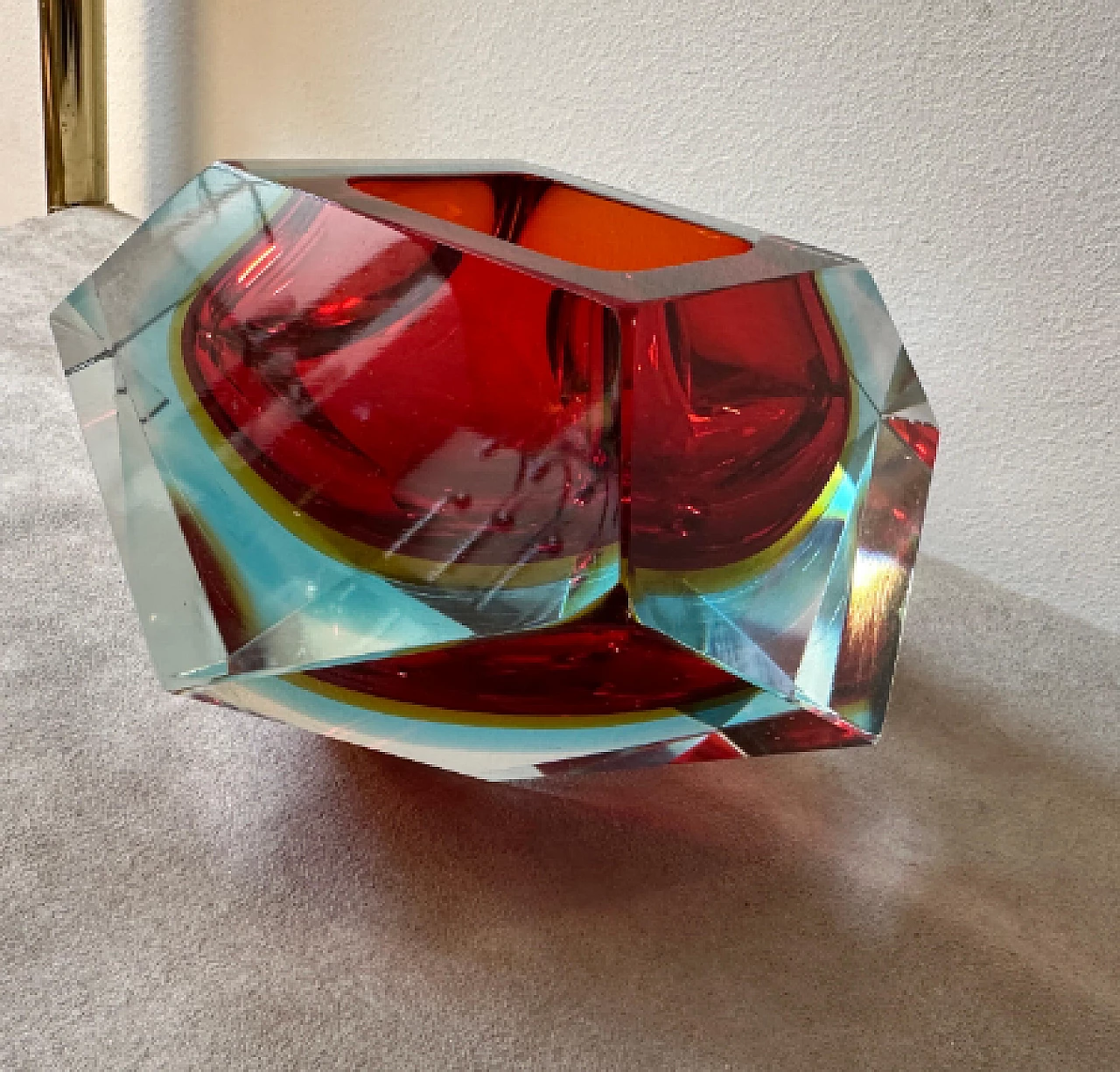 Faceted Murano glass ashtray by Seguso, 1970s 8