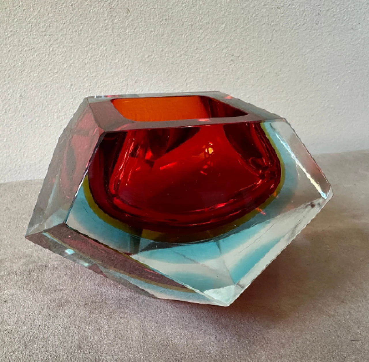 Faceted Murano glass ashtray by Seguso, 1970s 11