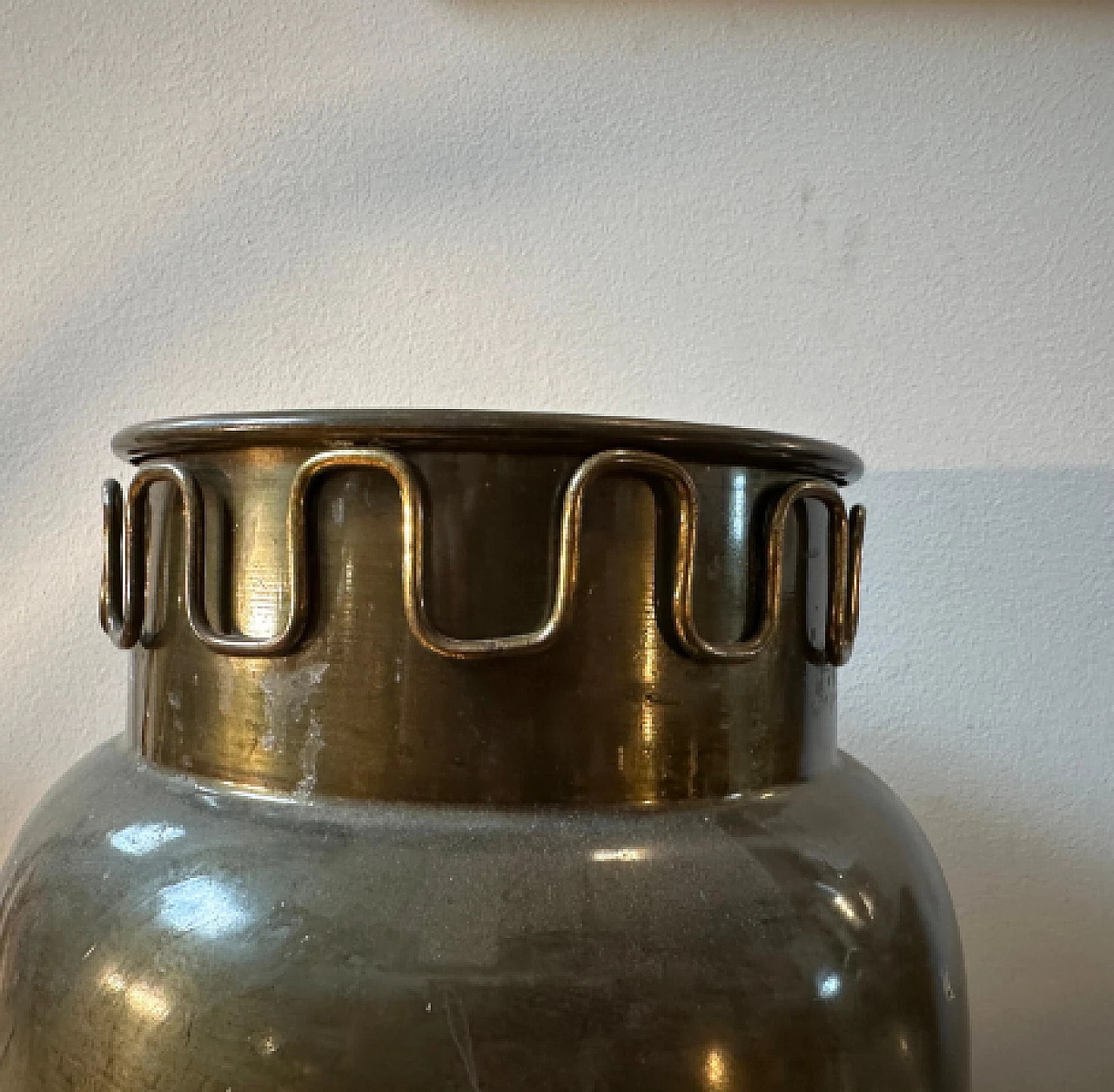 Brass umbrella stand in the style of Gio Ponti, 1950s 4