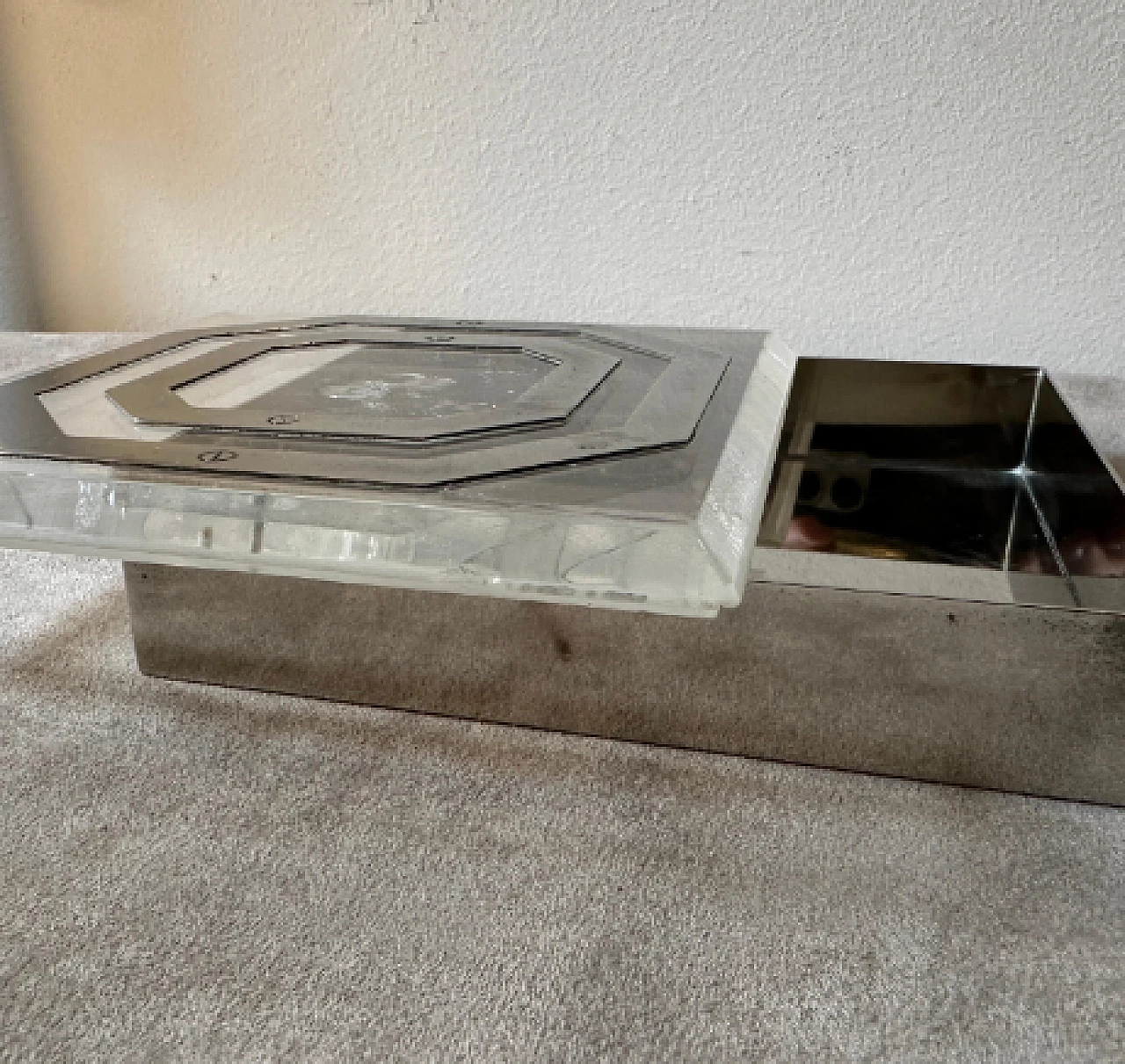 Scatola in plexiglass e placcatura d'argento, anni '80 7