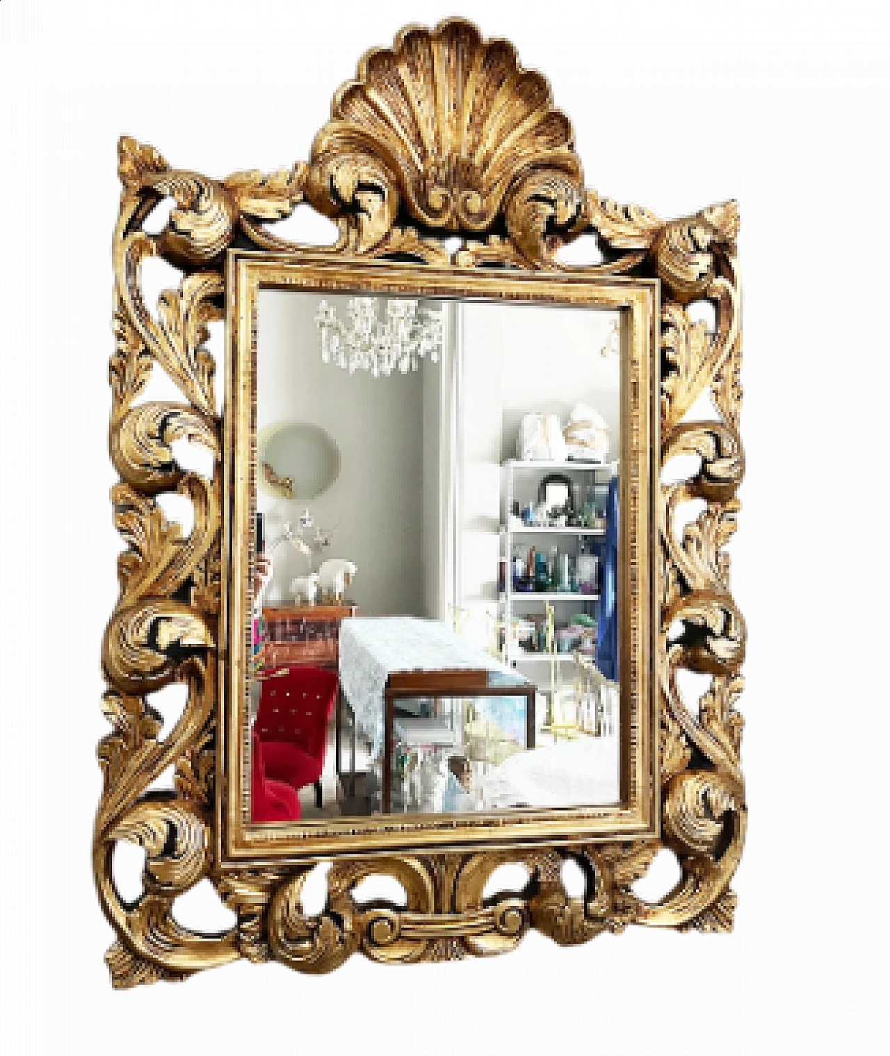 Baroque style gilded and carved wood wall mirror 5