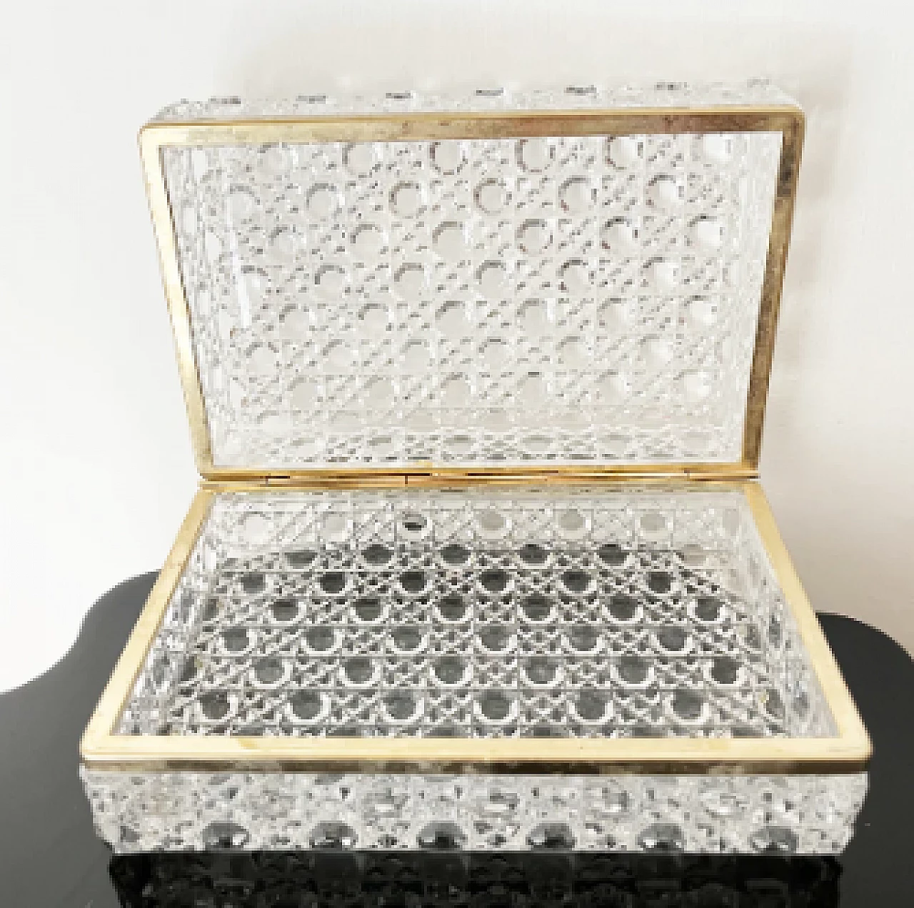 Bohemia crystal and brass jewelry box, 1950s 2