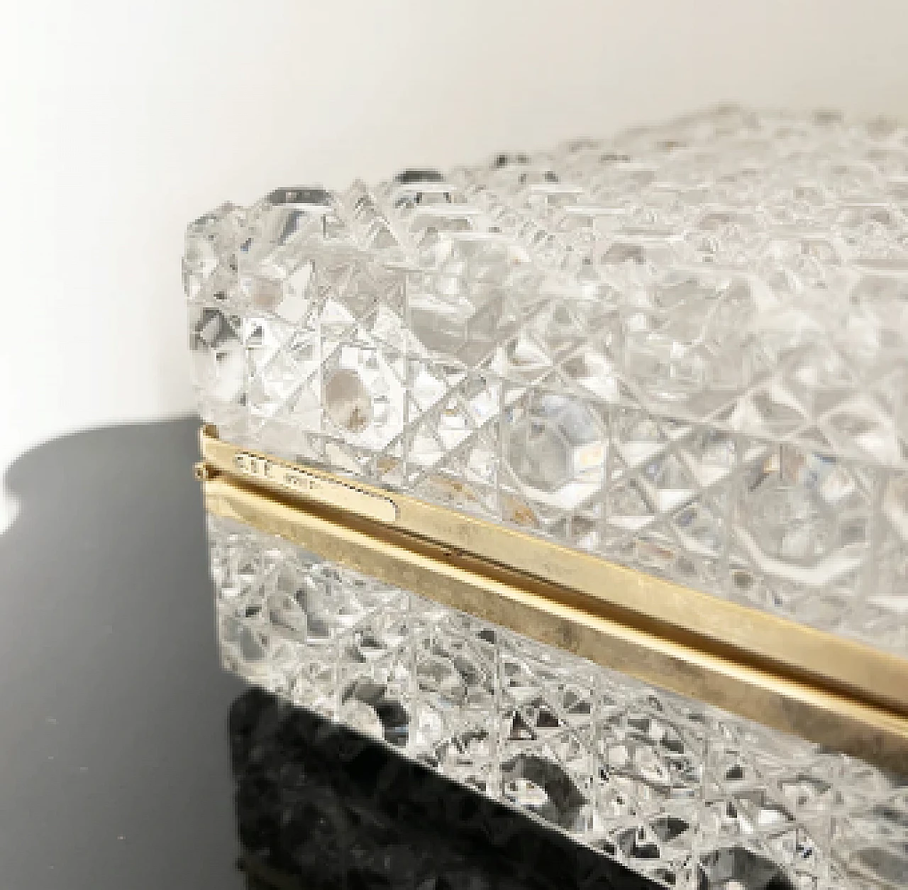 Bohemia crystal and brass jewelry box, 1950s 3