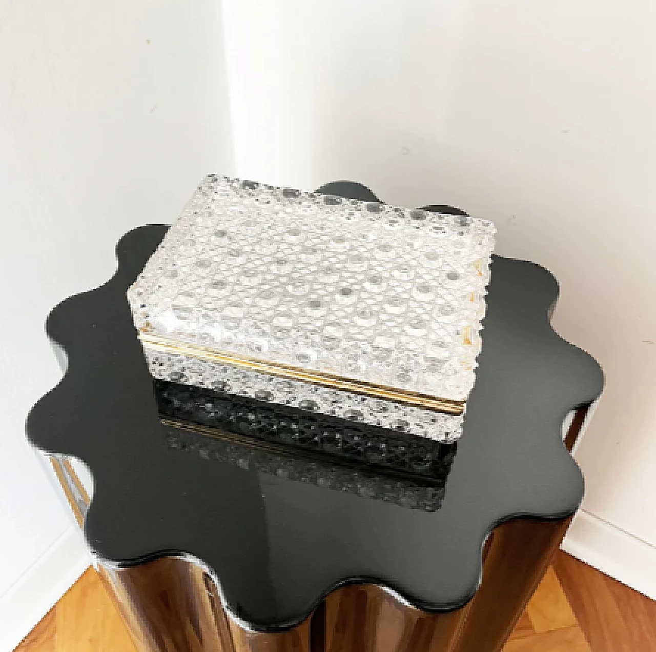 Bohemia crystal and brass jewelry box, 1950s 4