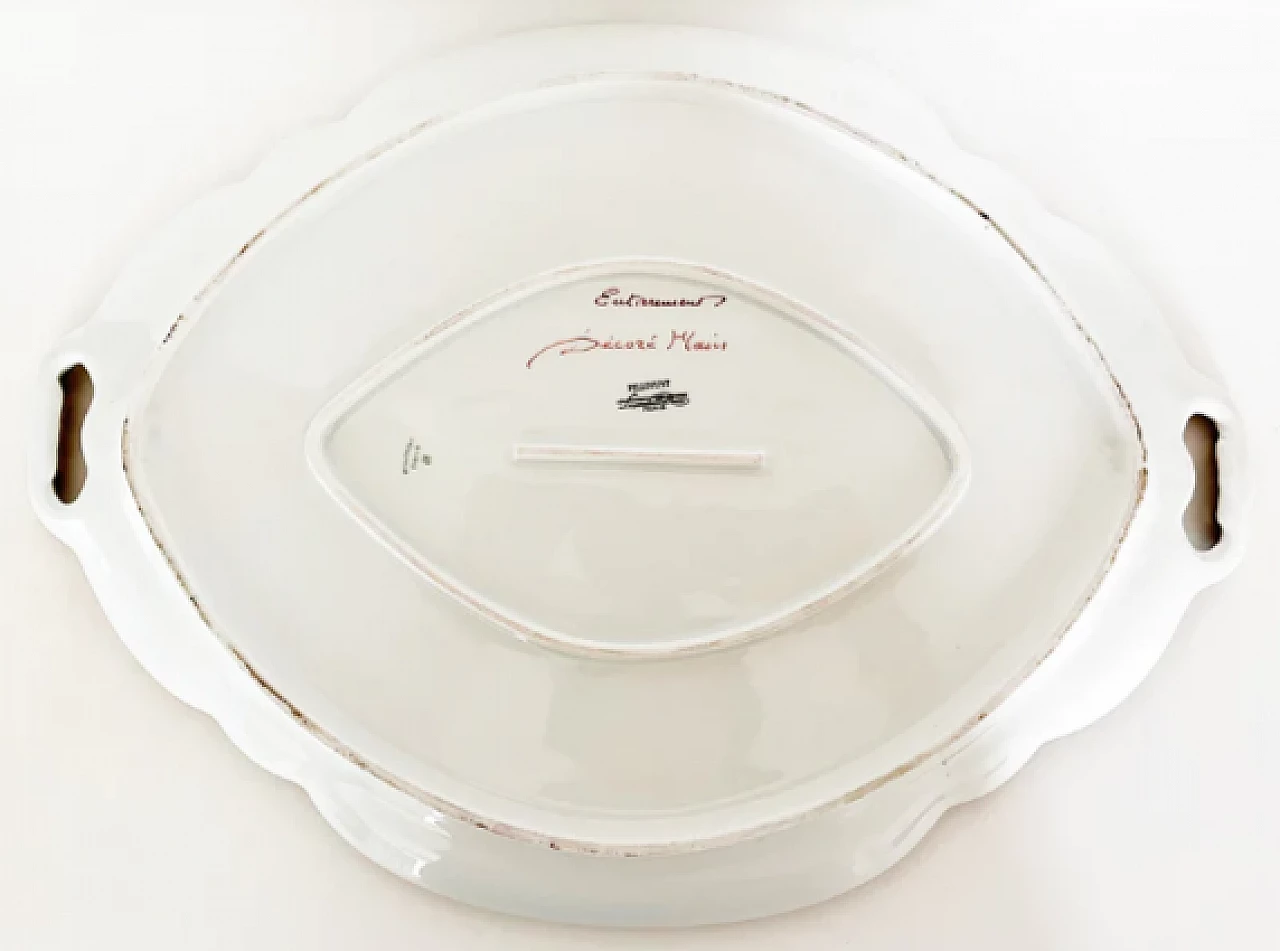 Vassoio in ceramica Limoges Pillivuyt rosa con decoro floreale 4