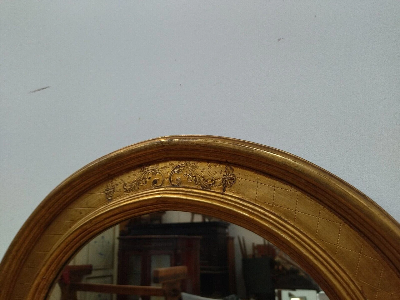 Louis XV style gilded and stamped wood mirror, 1950s 6