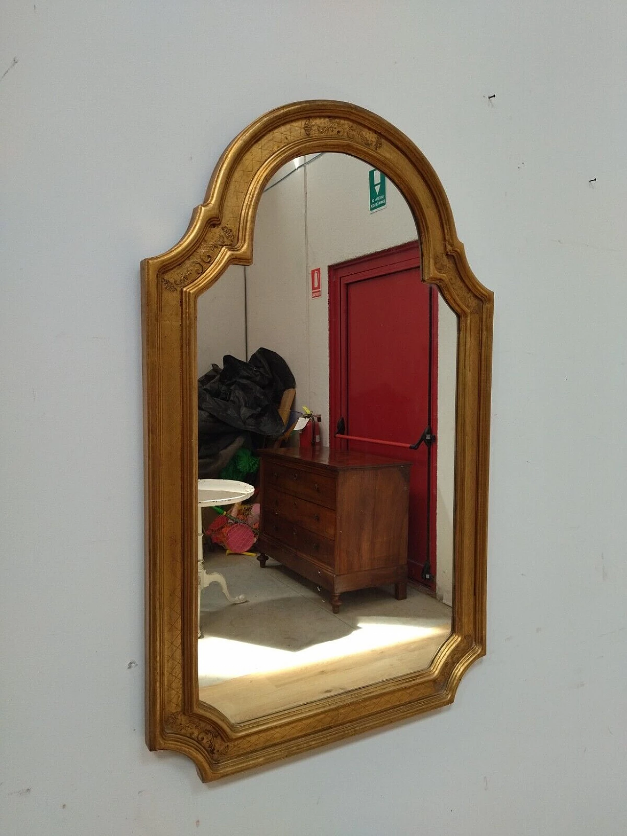 Louis XV style gilded and stamped wood mirror, 1950s 10