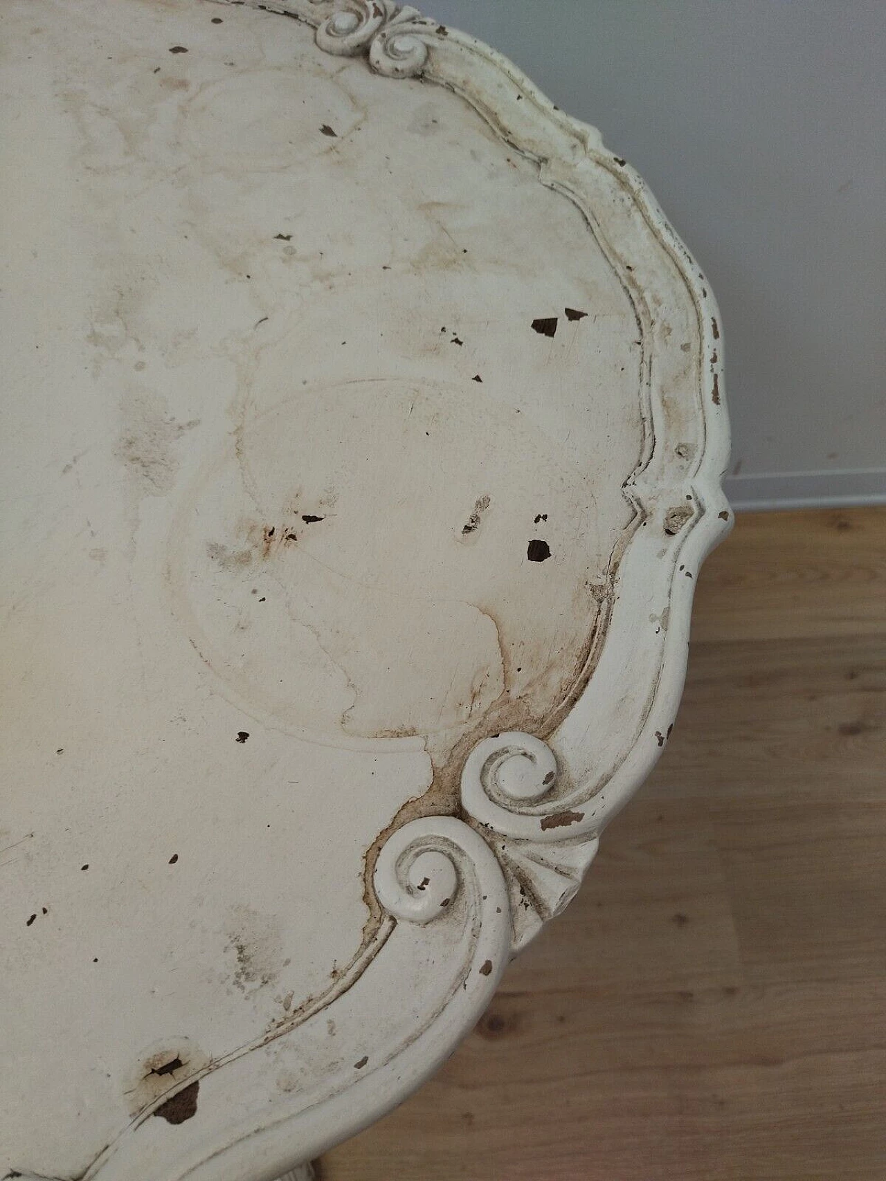 Tavolino stile Barocchetto in legno bianco, inizio '900 6