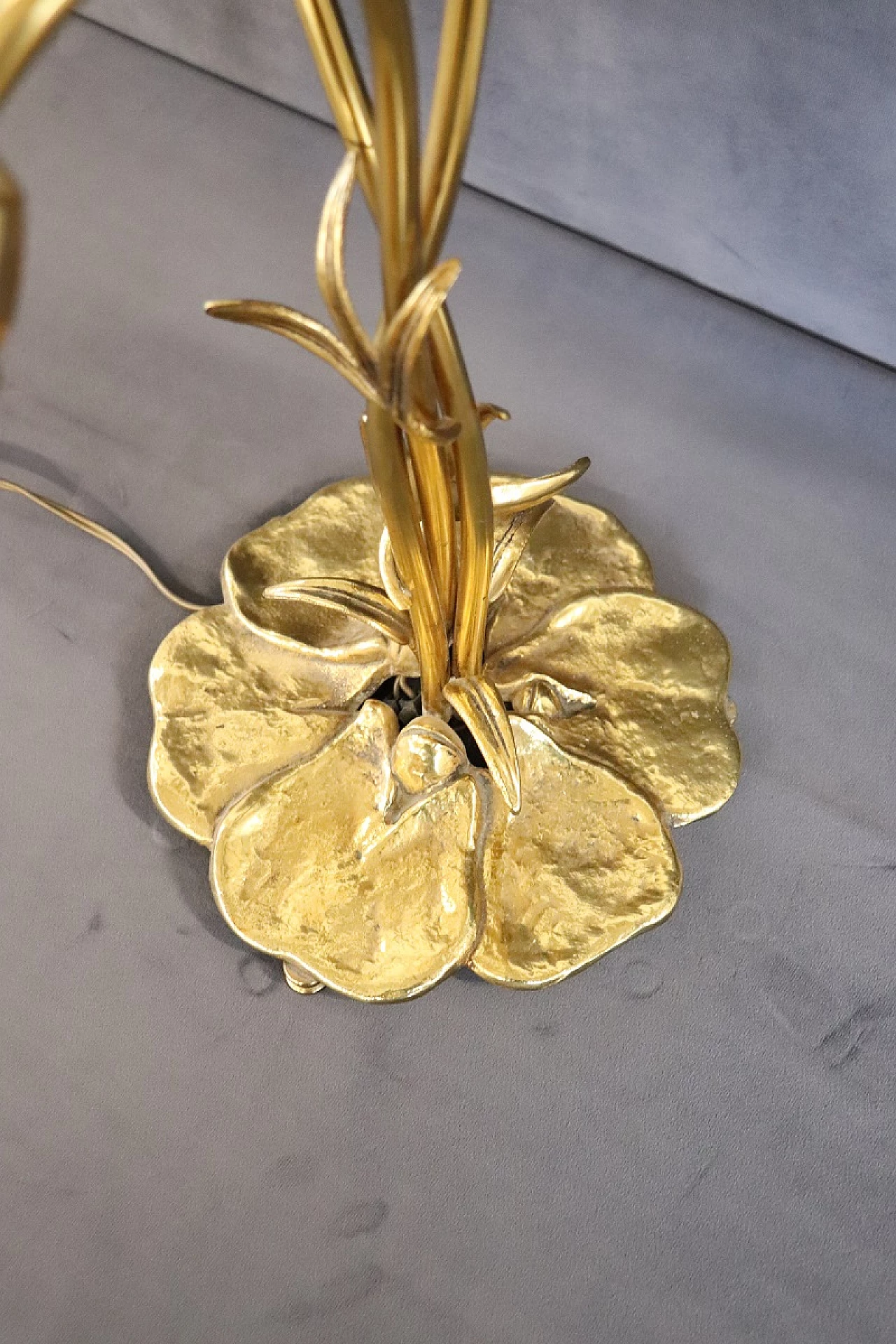 Table lamp in glass and golden brass, 1980s 7