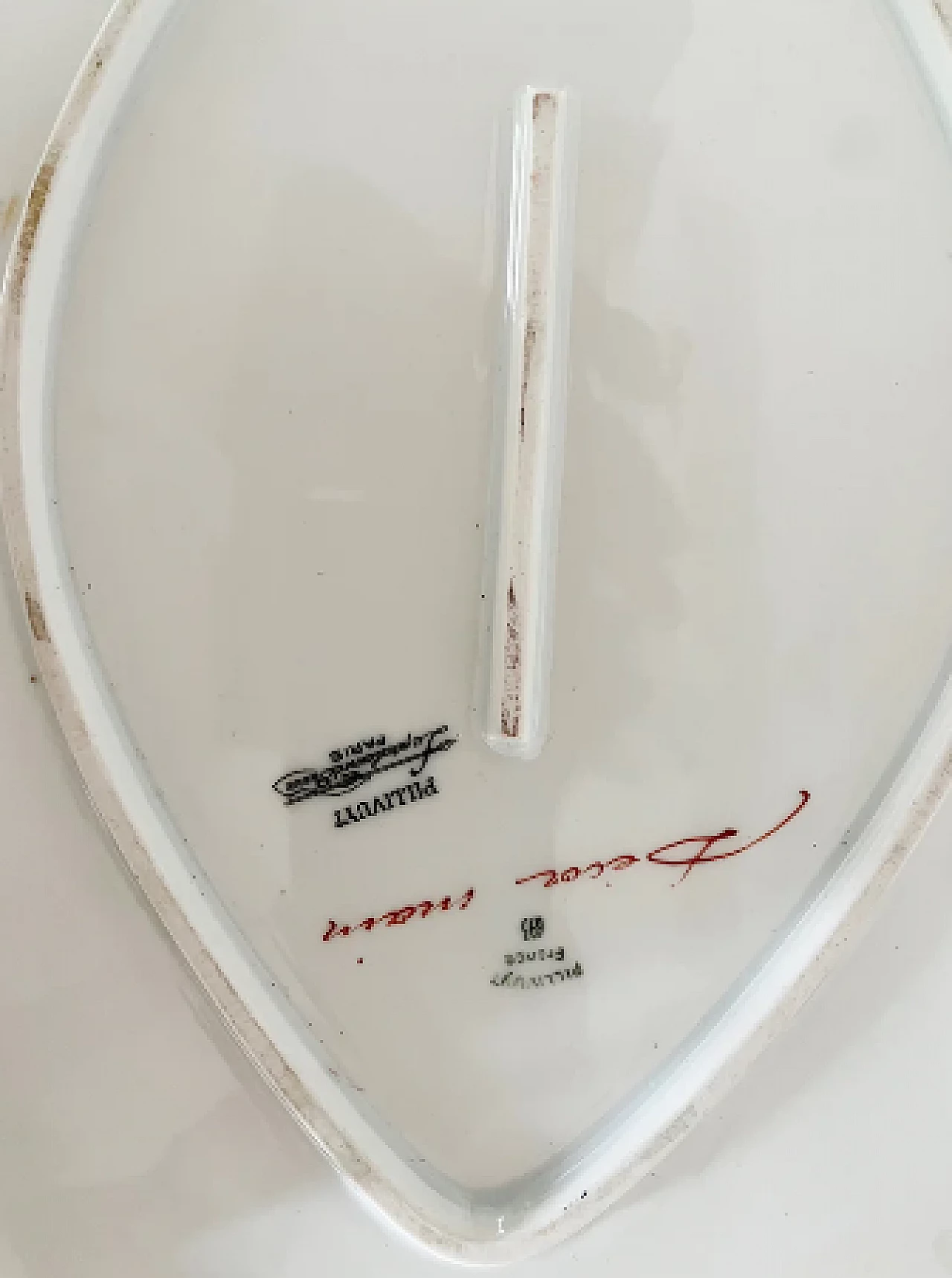 Vassoio in ceramica Limoges Pillivuyt blu con decoro floreale 4