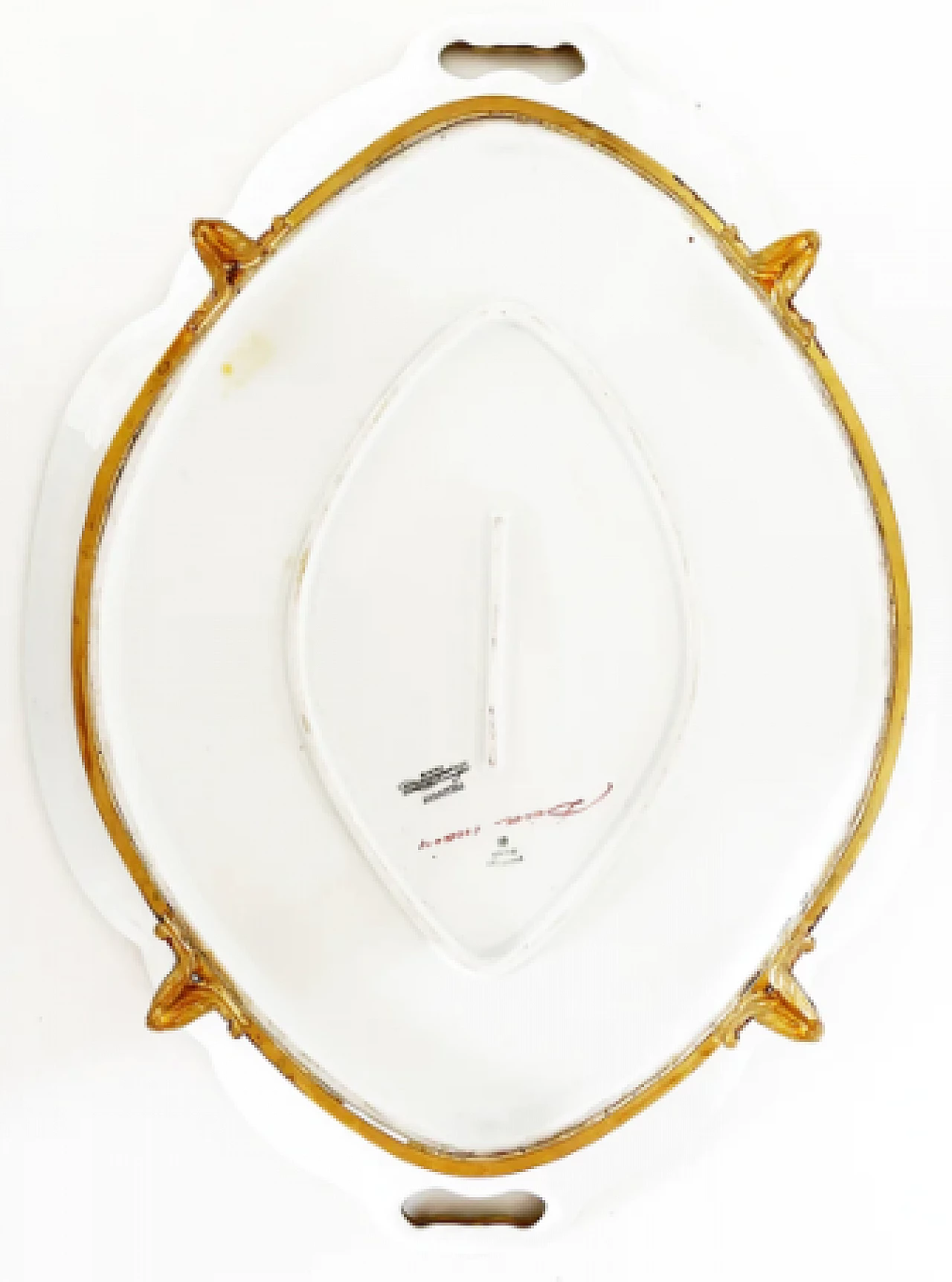 Vassoio in ceramica Limoges Pillivuyt blu con decoro floreale 5