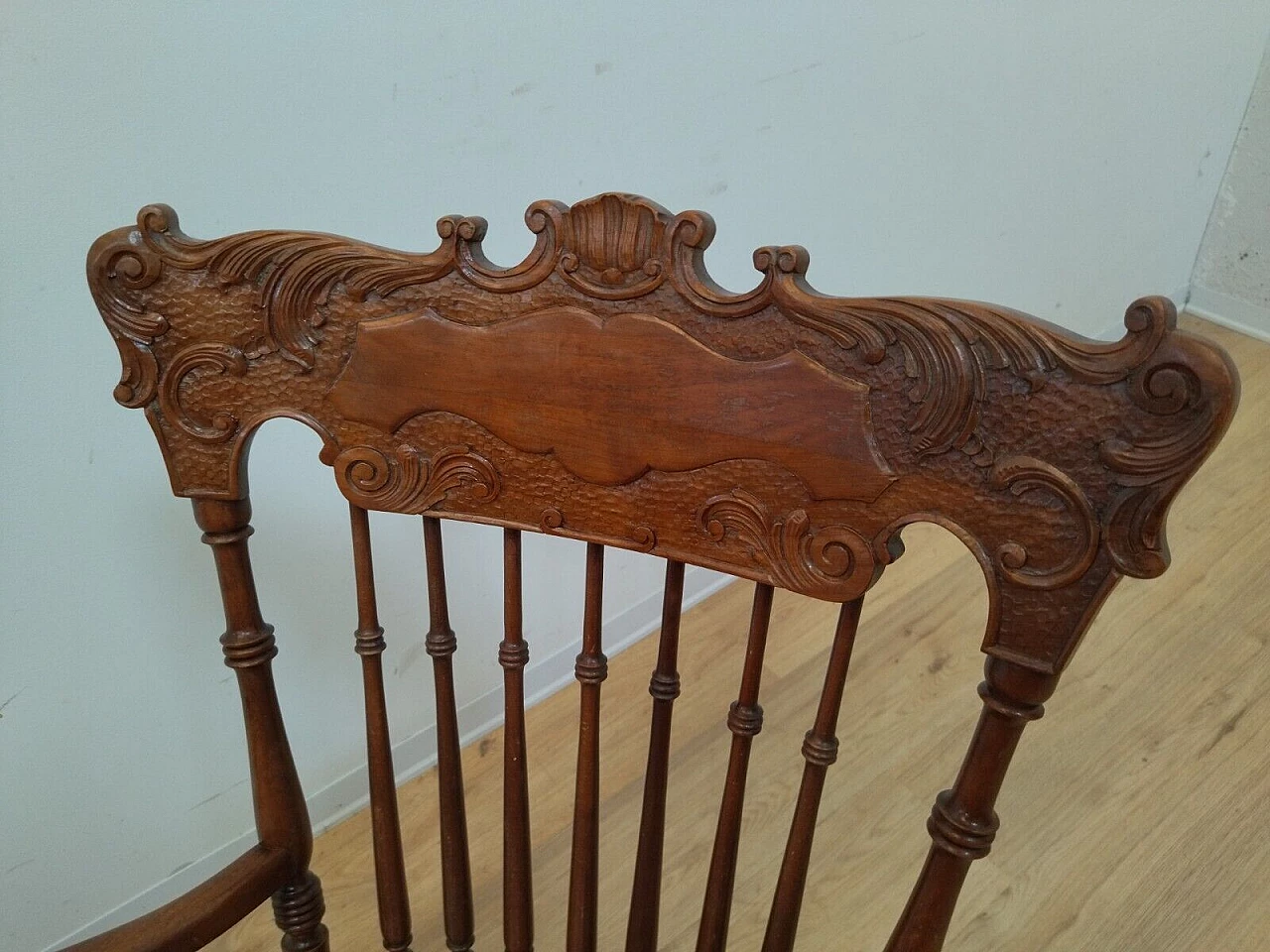 Walnut-stained beech rocking chair 11