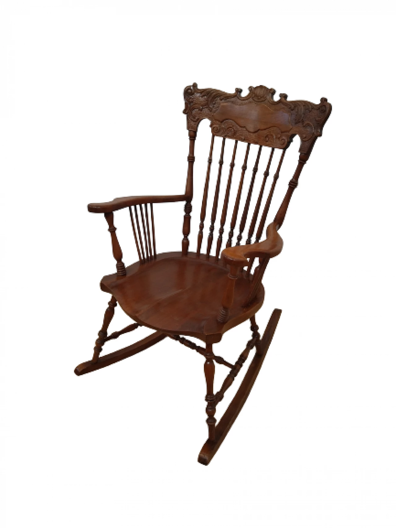 Walnut-stained beech rocking chair 16