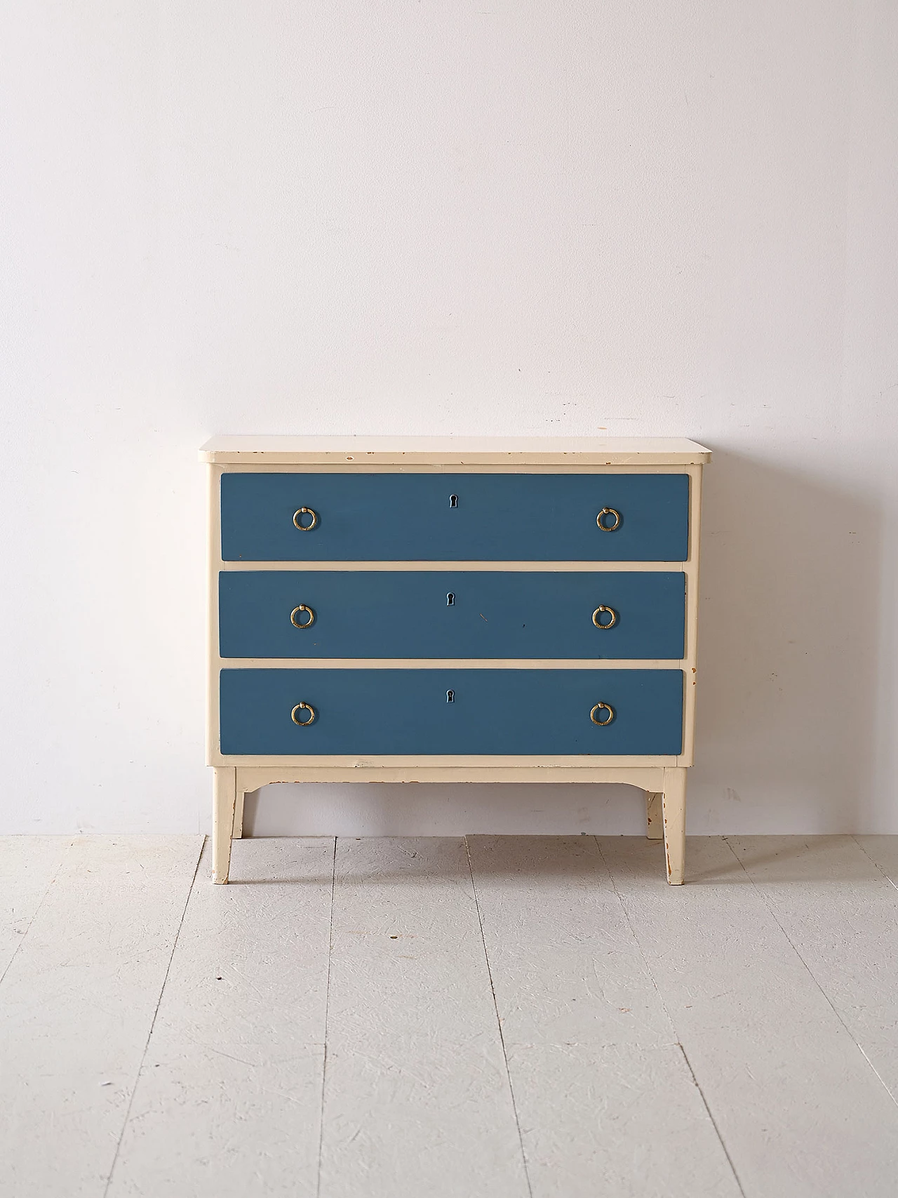 White and blue wooden chest of drawers, 1960s 2