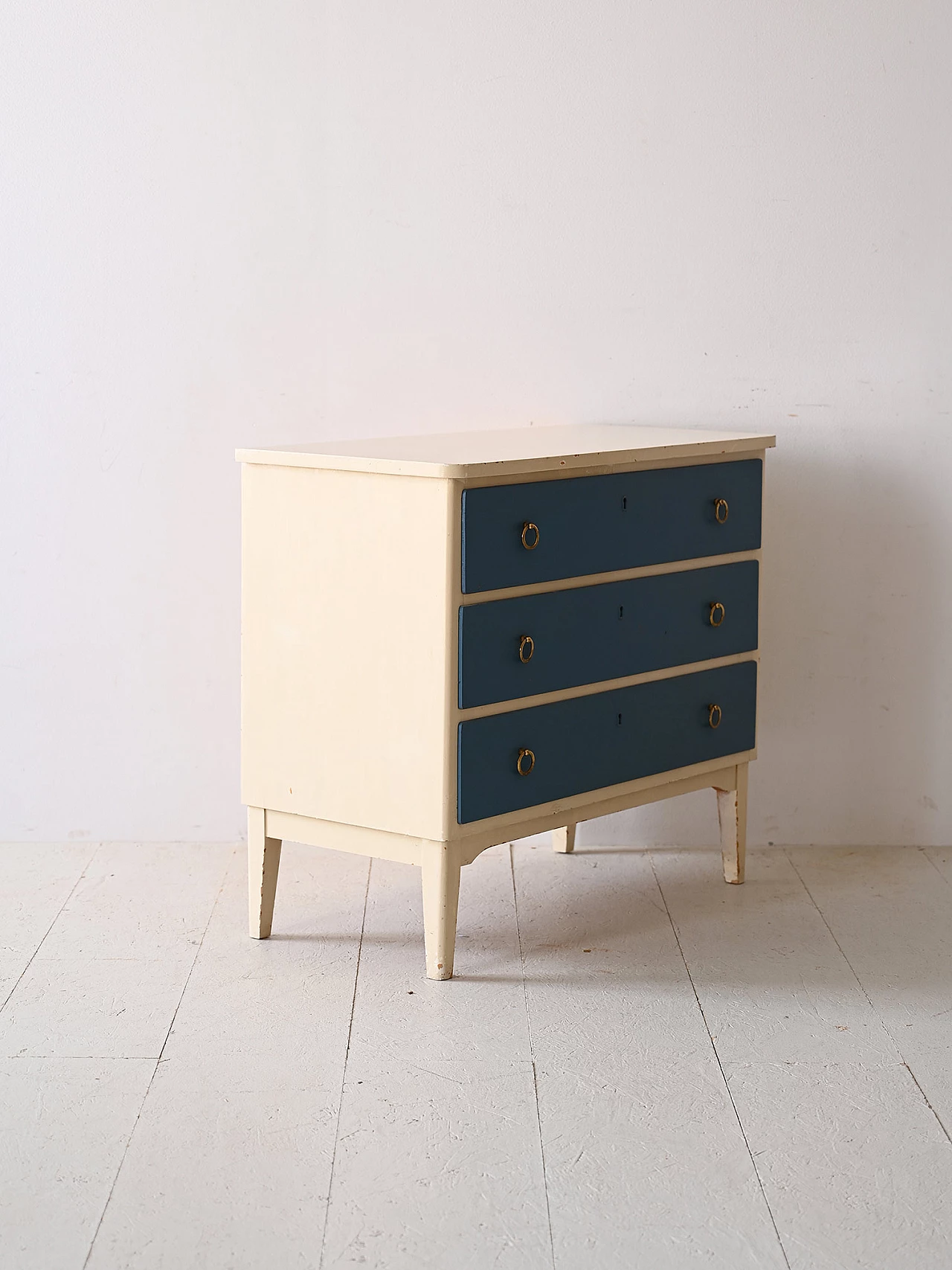 White and blue wooden chest of drawers, 1960s 3
