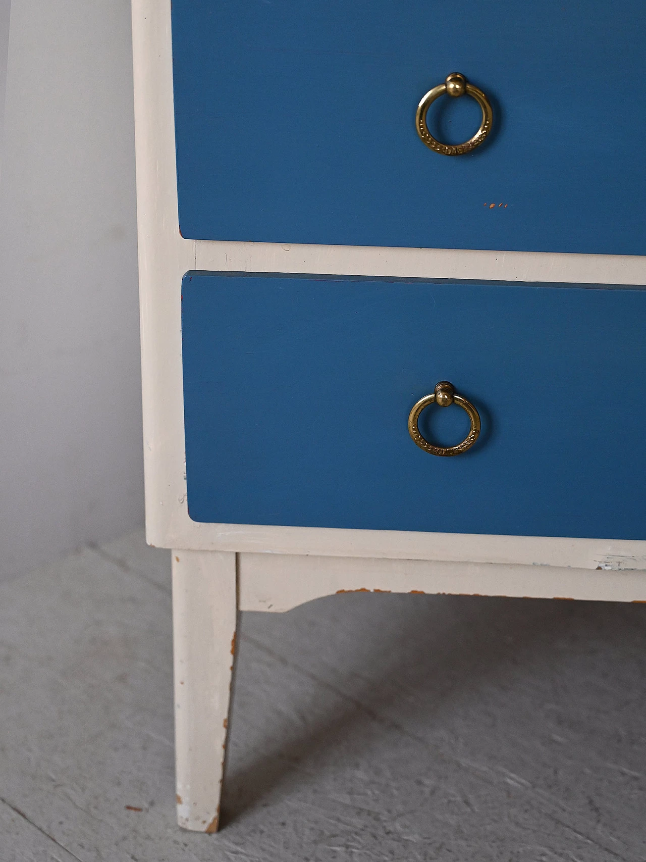 White and blue wooden chest of drawers, 1960s 7