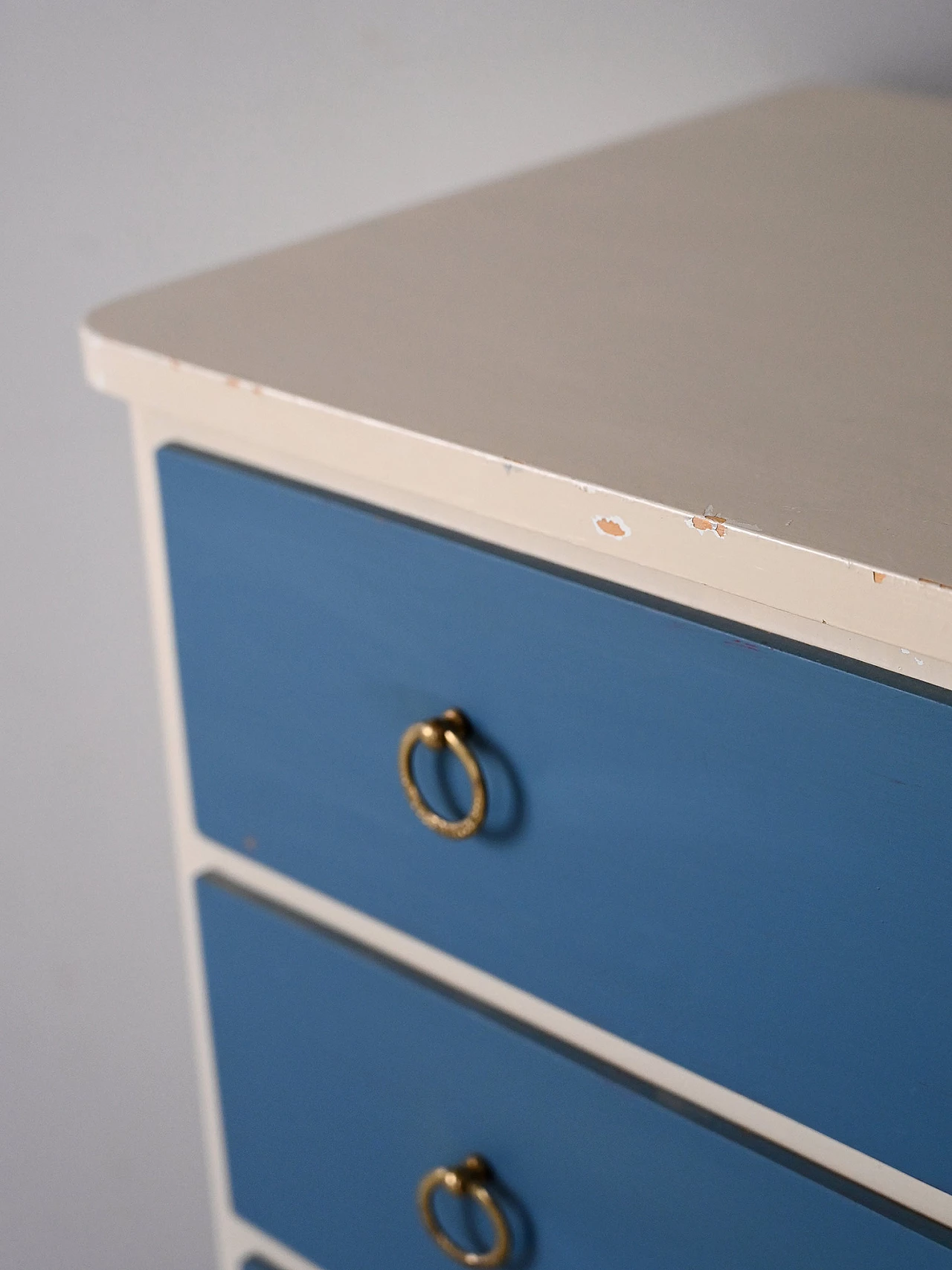 White and blue wooden chest of drawers, 1960s 8