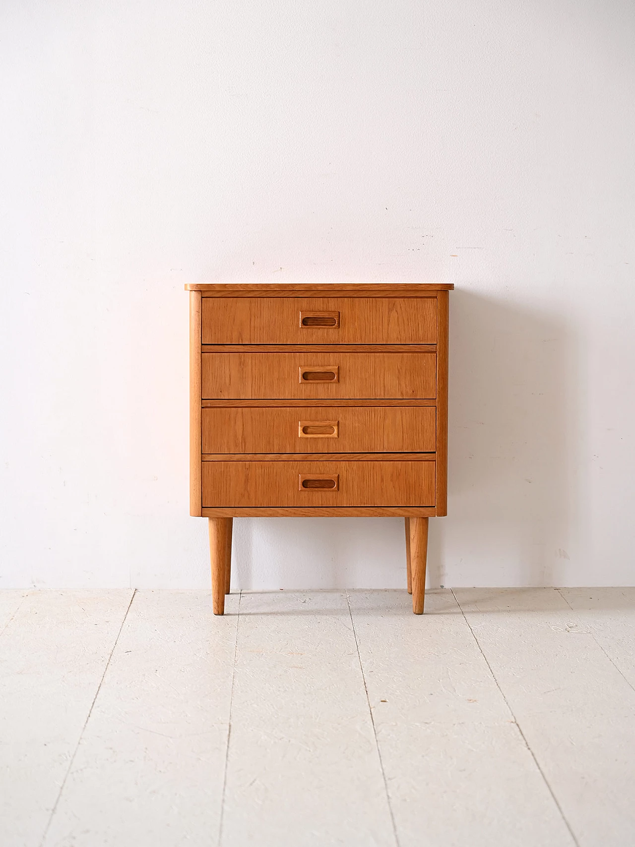 Danish bedside table in oak wood with four drawers, 1960s 1
