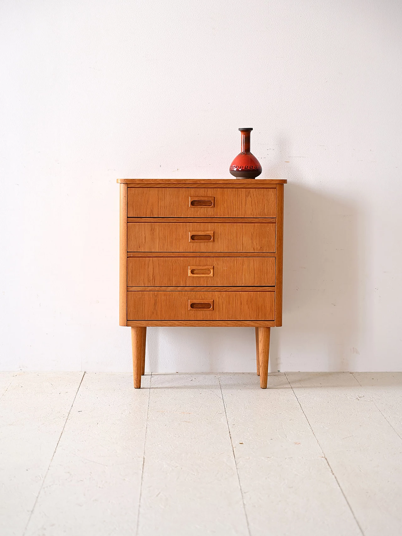 Danish bedside table in oak wood with four drawers, 1960s 2