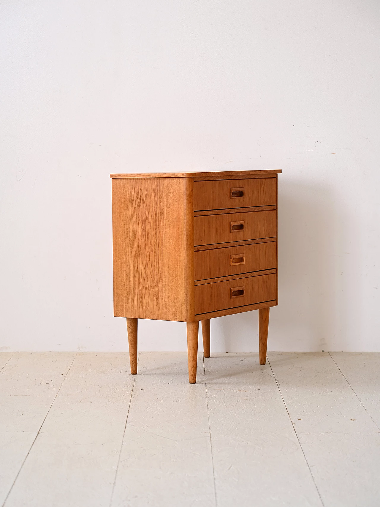 Danish bedside table in oak wood with four drawers, 1960s 3