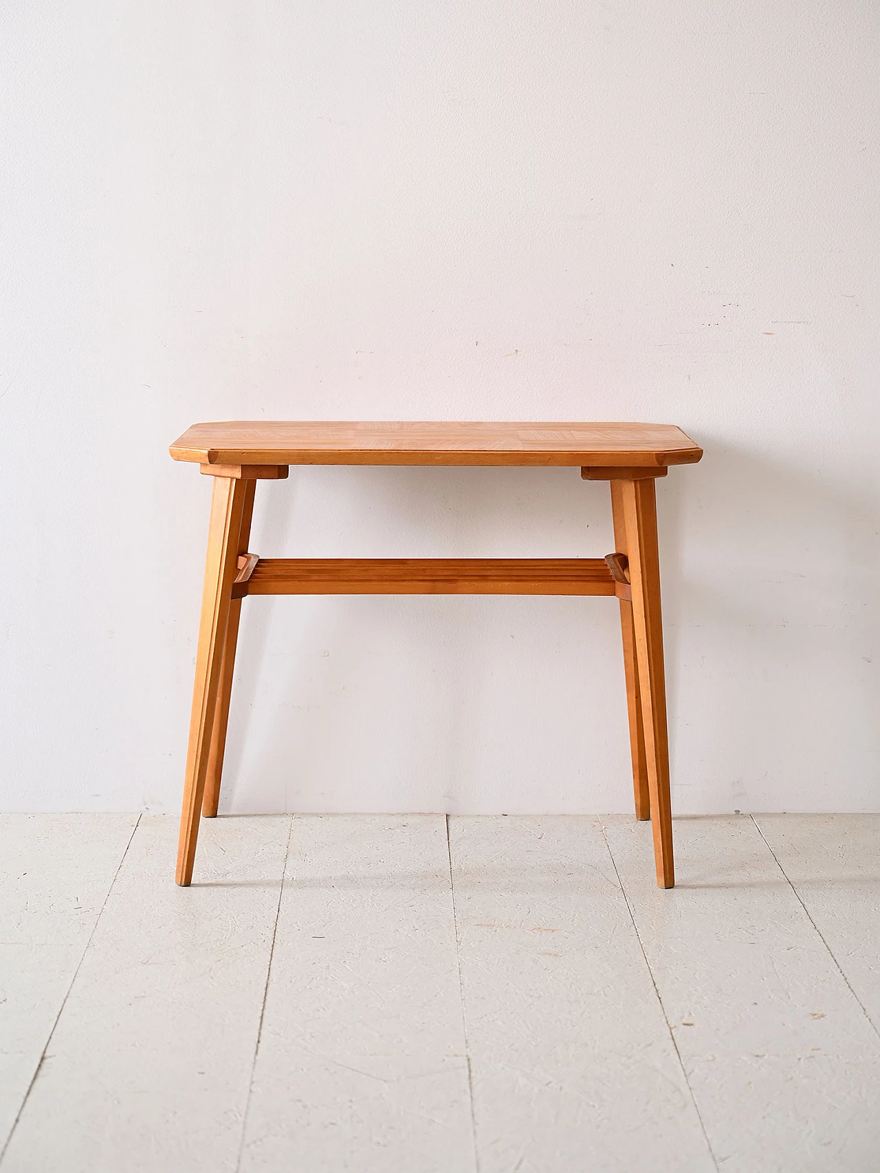 Hexagonal birch coffee table with magazine rack, 1960s 2