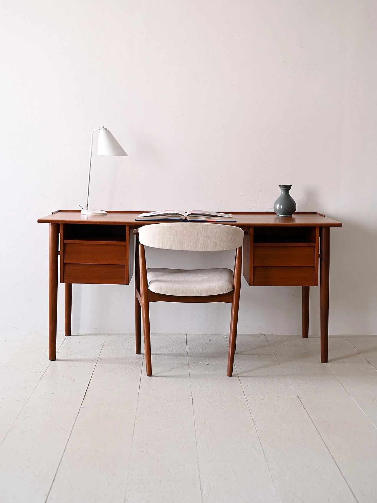 Teak desk with drawers, 1960s 1