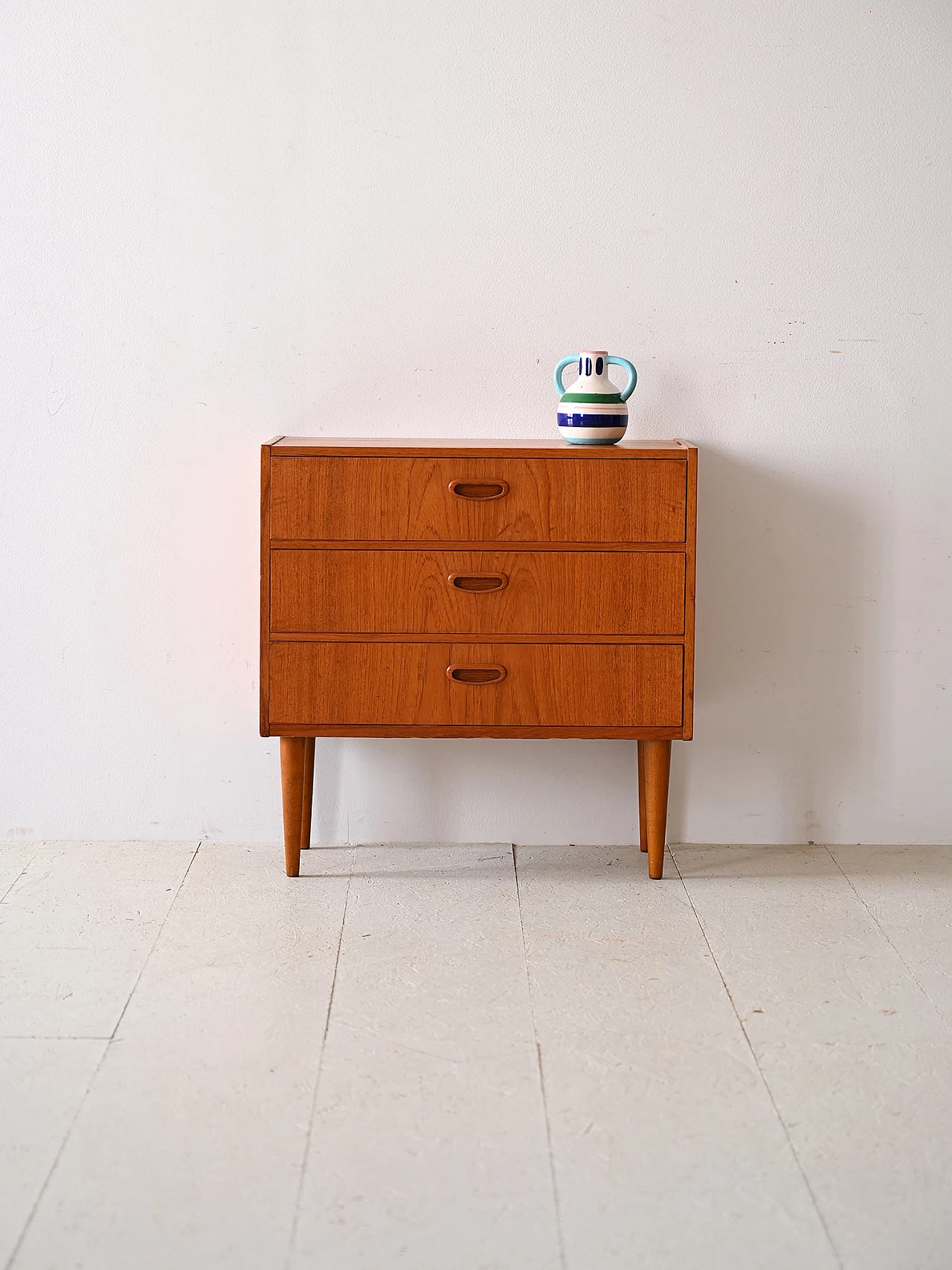 Teak bedside table with three drawers, 1960s 1