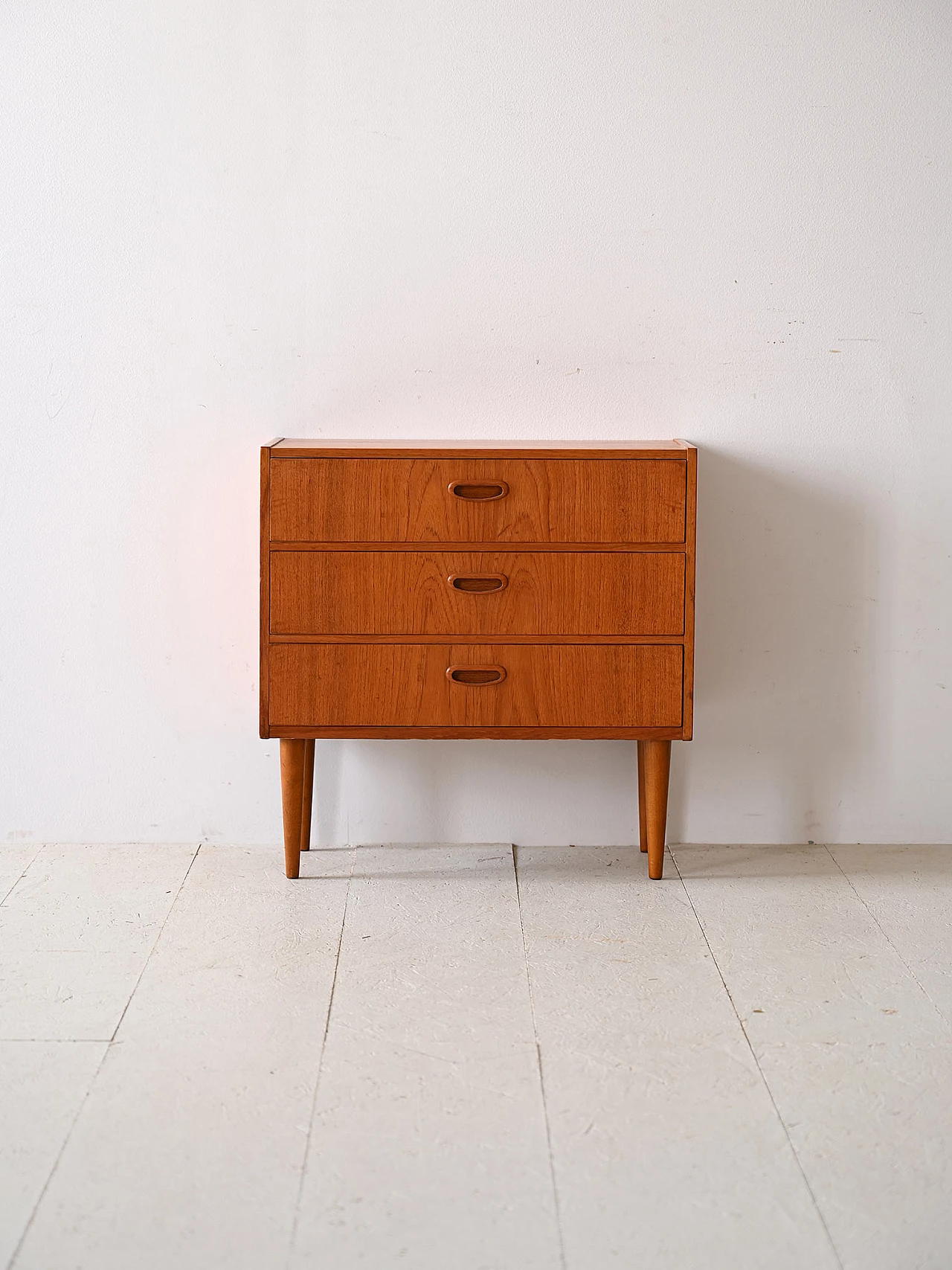 Teak bedside table with three drawers, 1960s 2
