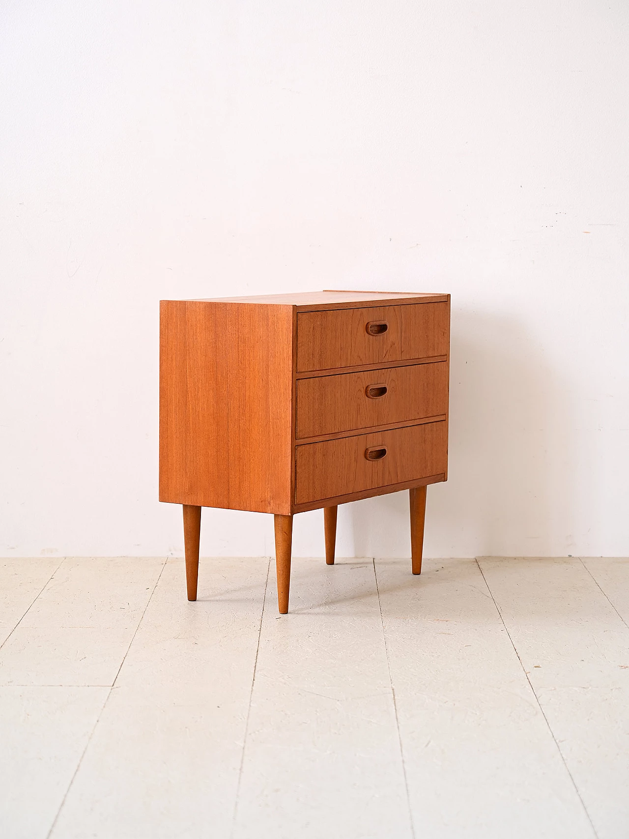 Teak bedside table with three drawers, 1960s 3