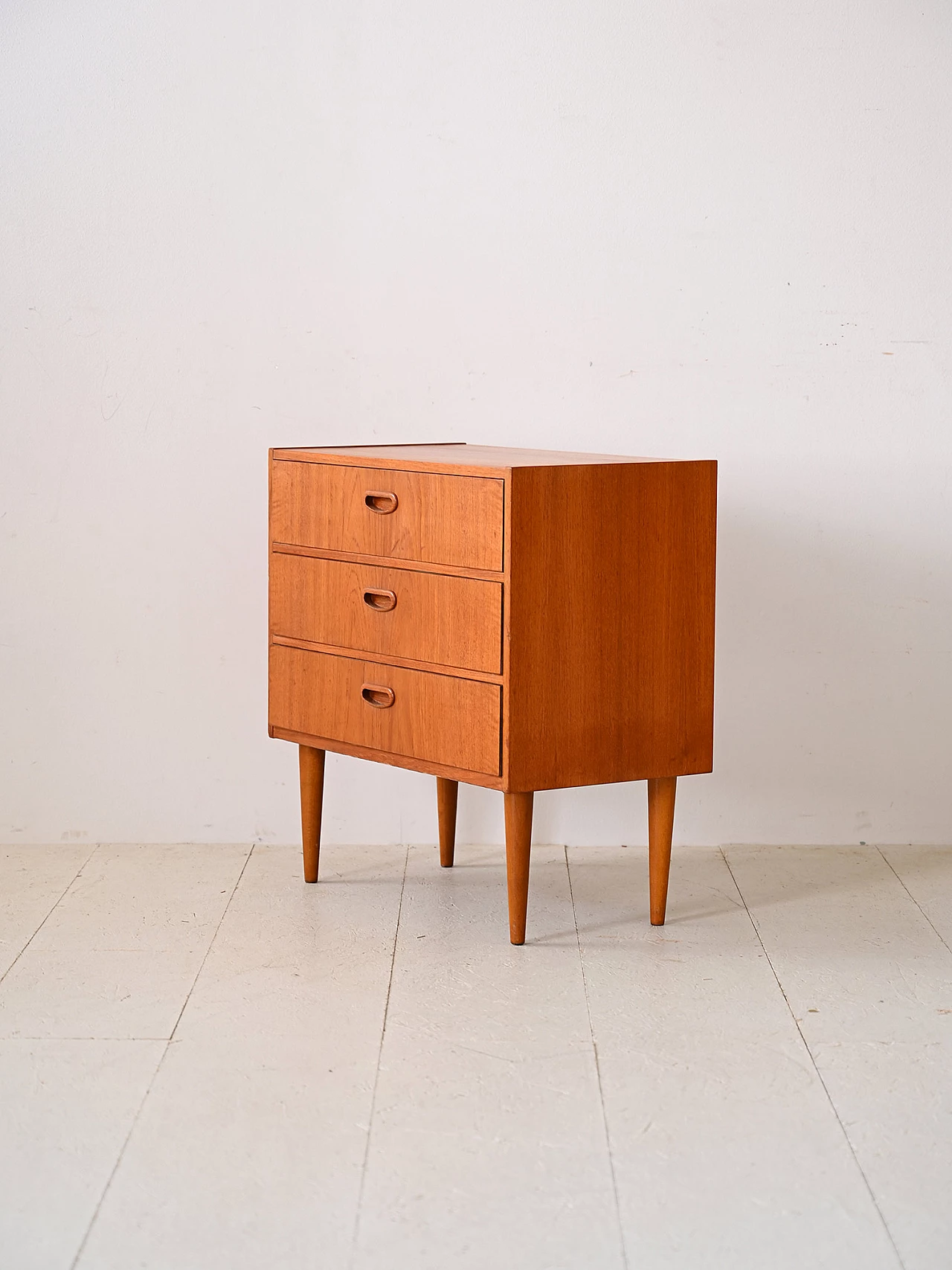 Teak bedside table with three drawers, 1960s 4