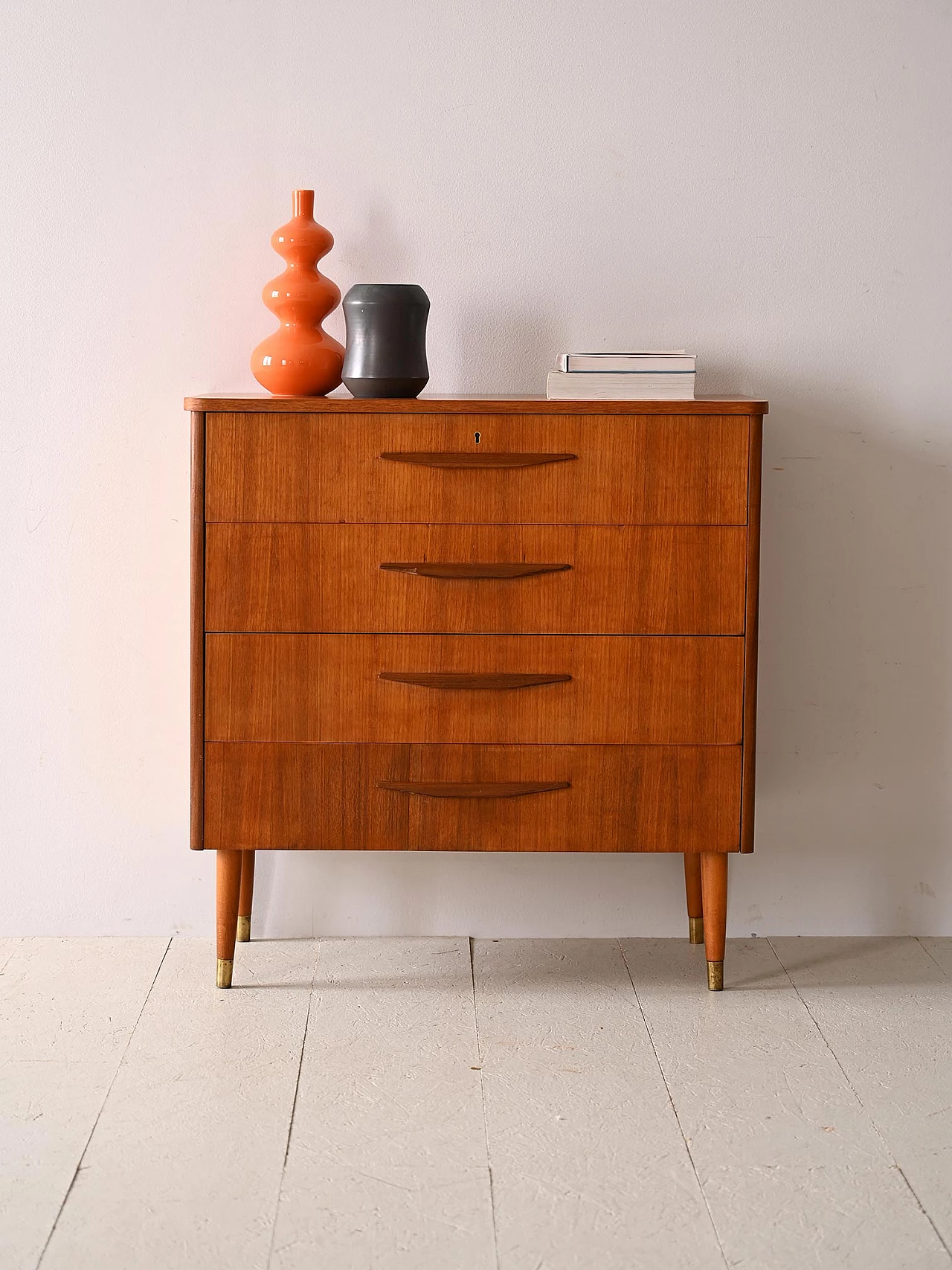 Teak chest of drawers with wooden handles, 1960s 2