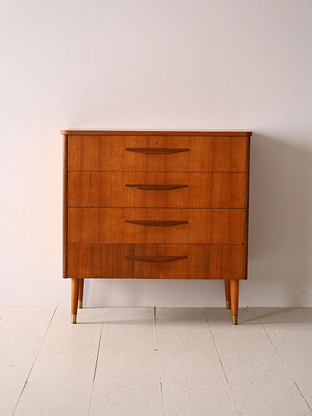 Teak chest of drawers with wooden handles, 1960s 3