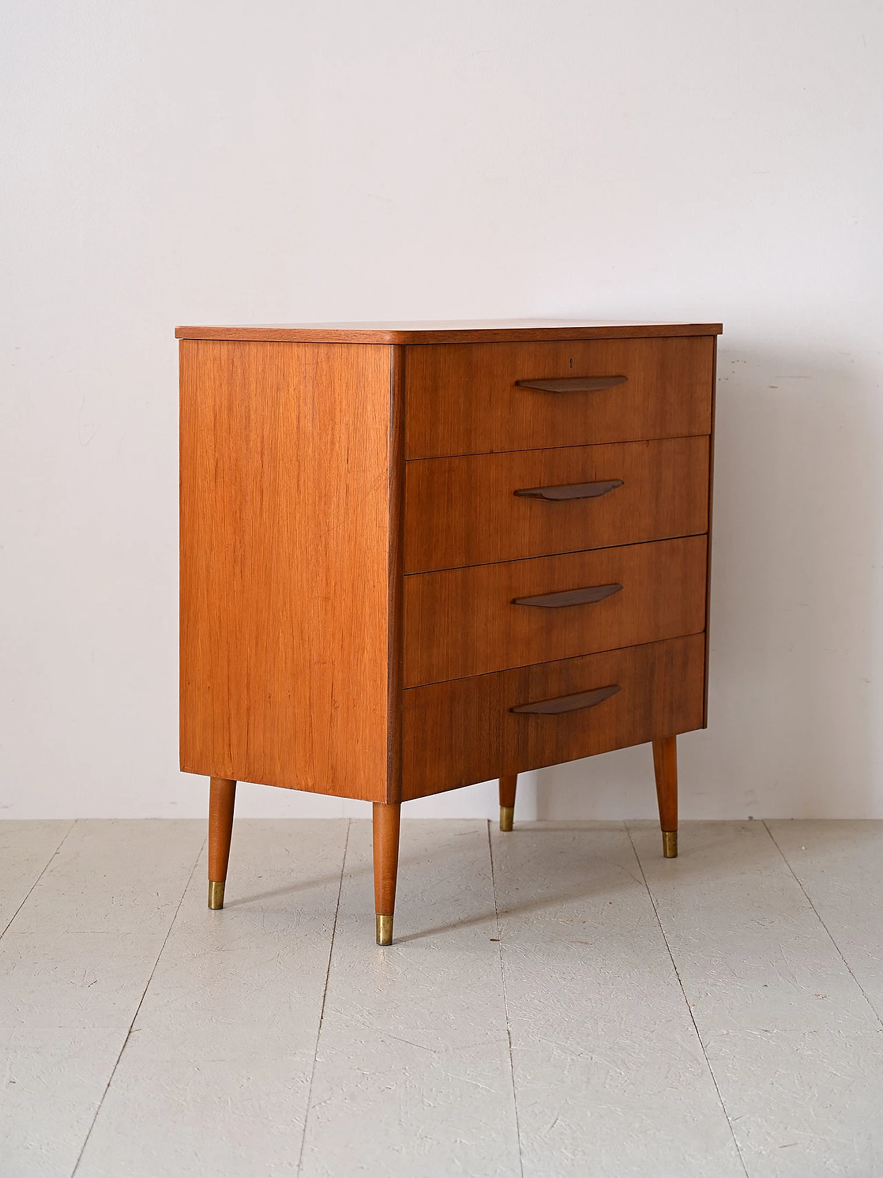 Teak chest of drawers with wooden handles, 1960s 4