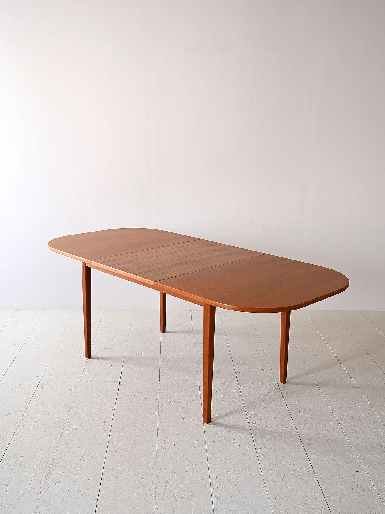 Oval extending teak table, 1960s 4