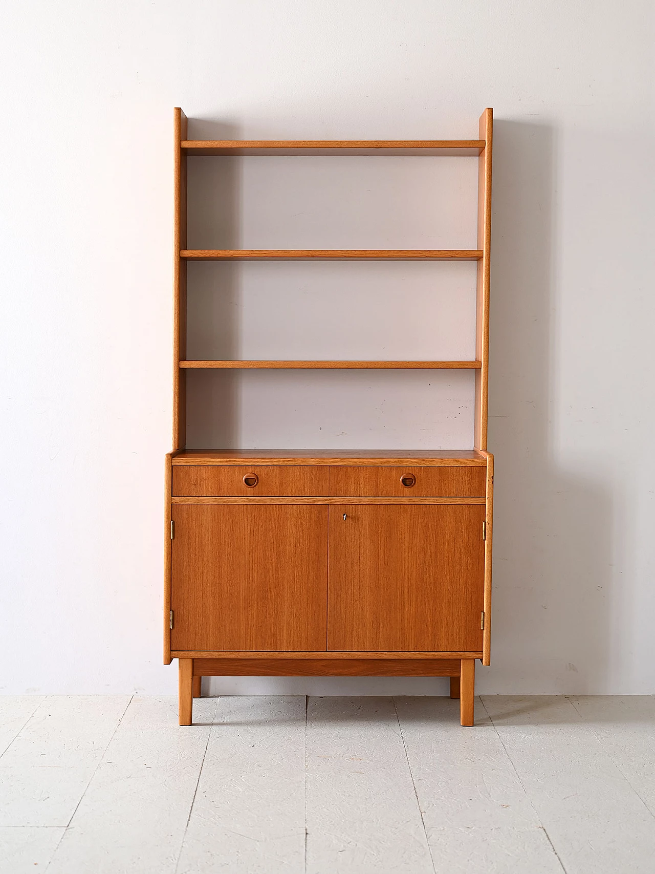 Teak and birch bookcase with storage compartment, 1960s 2