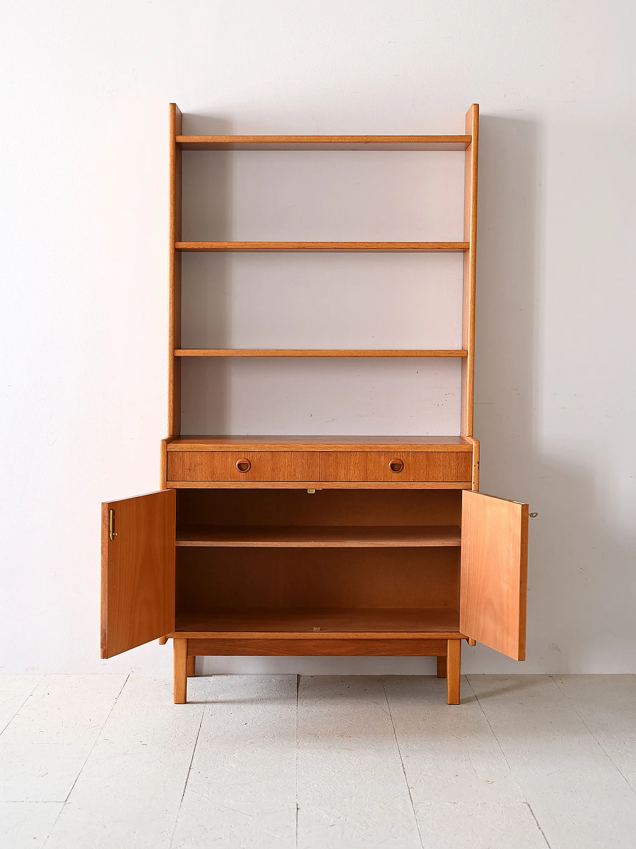 Teak and birch bookcase with storage compartment, 1960s 3