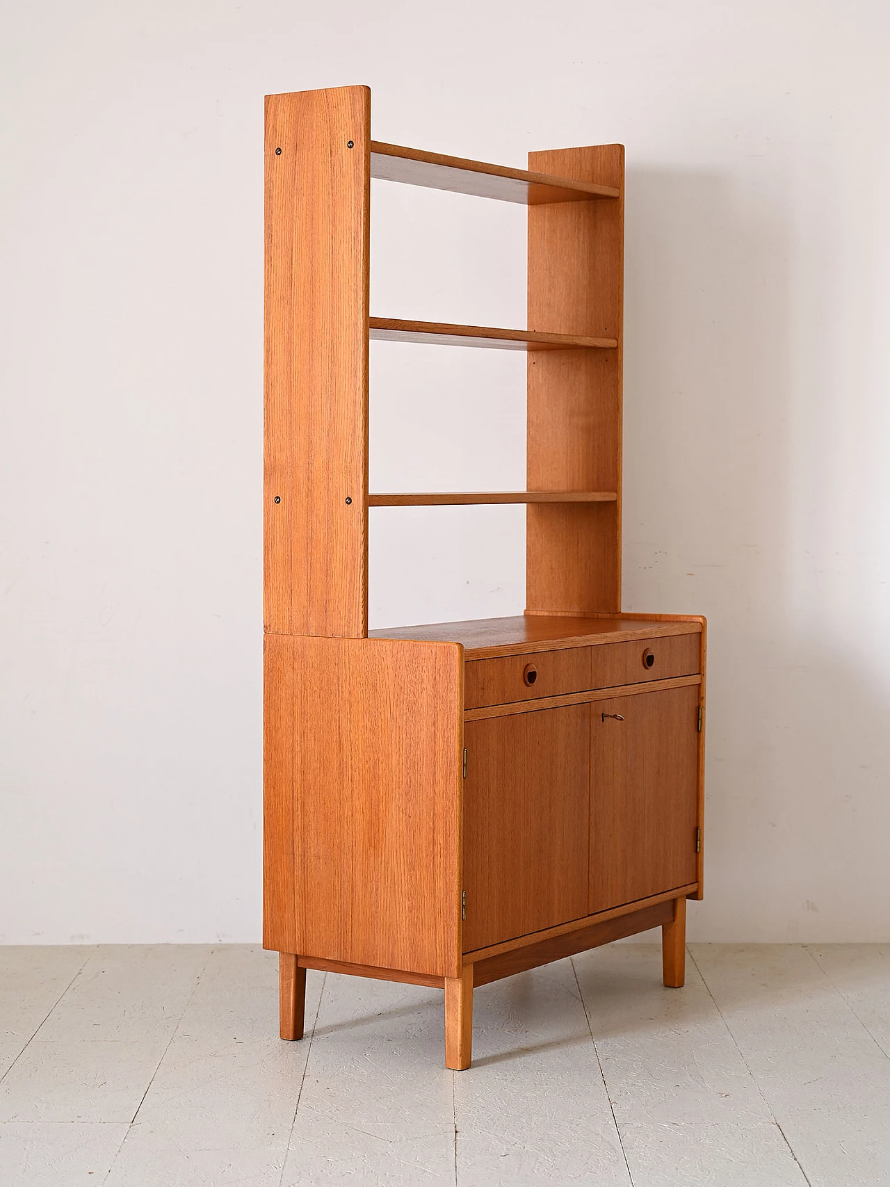 Teak and birch bookcase with storage compartment, 1960s 4