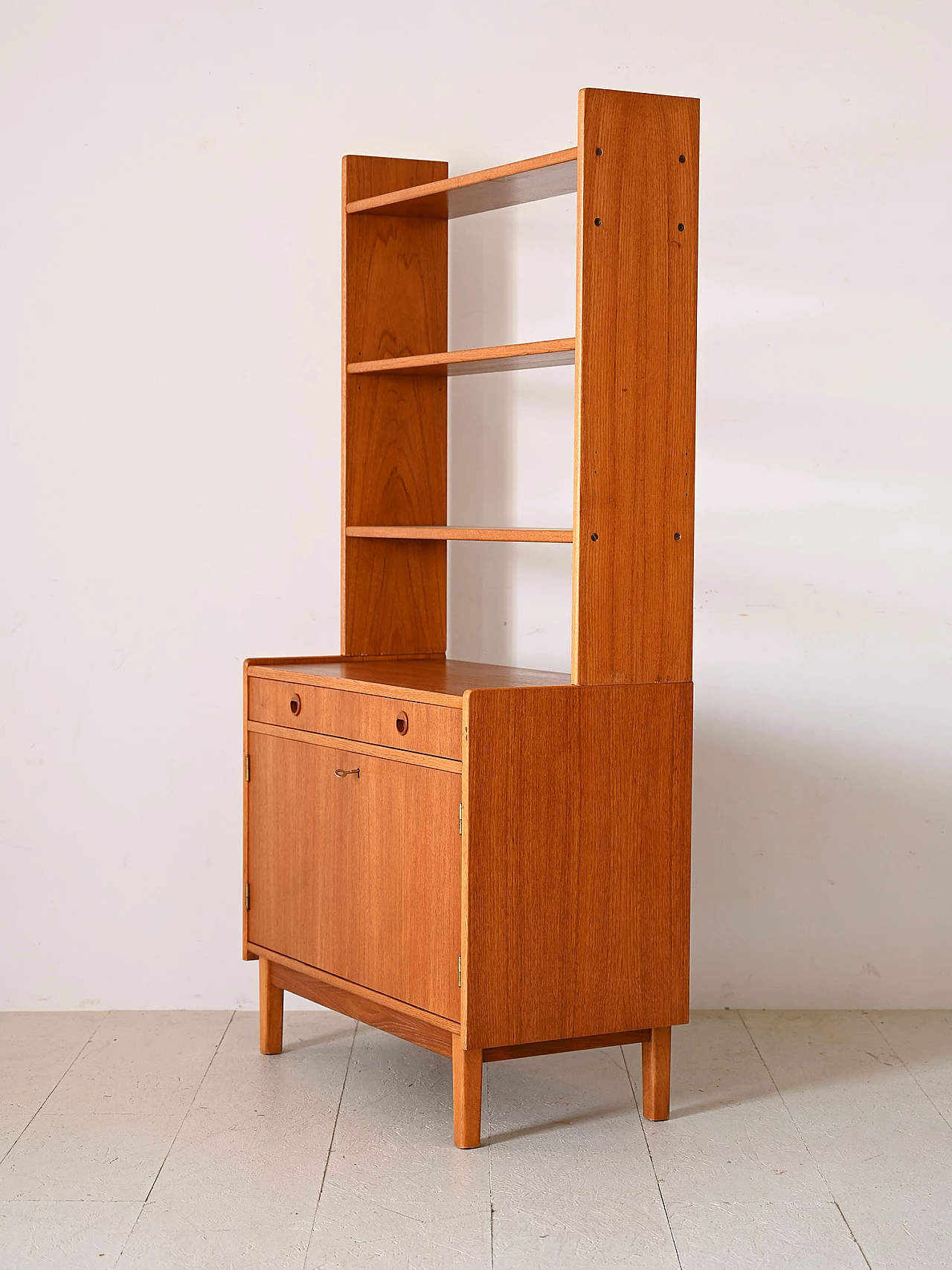 Teak and birch bookcase with storage compartment, 1960s 5