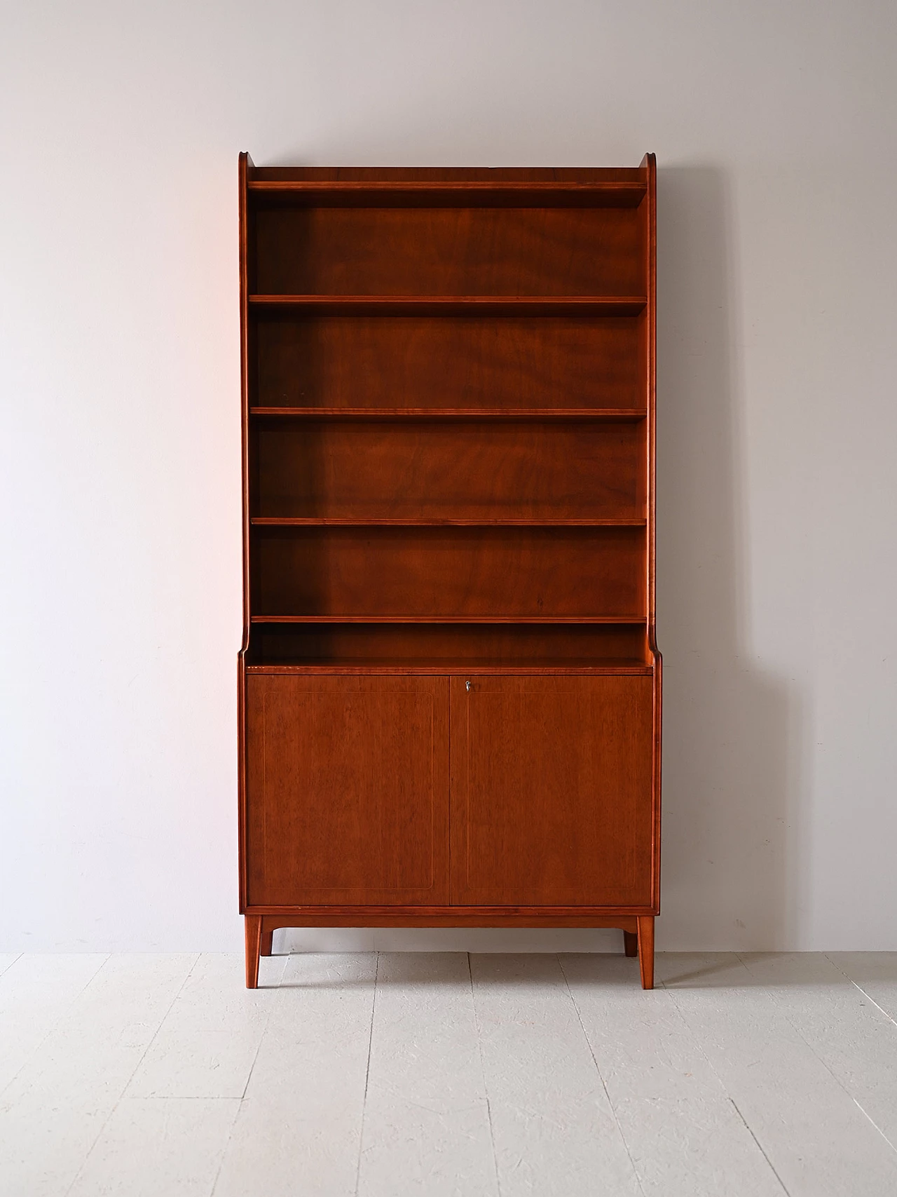 Danish wooden bookcase with shelves and storage unit, 1960s 2