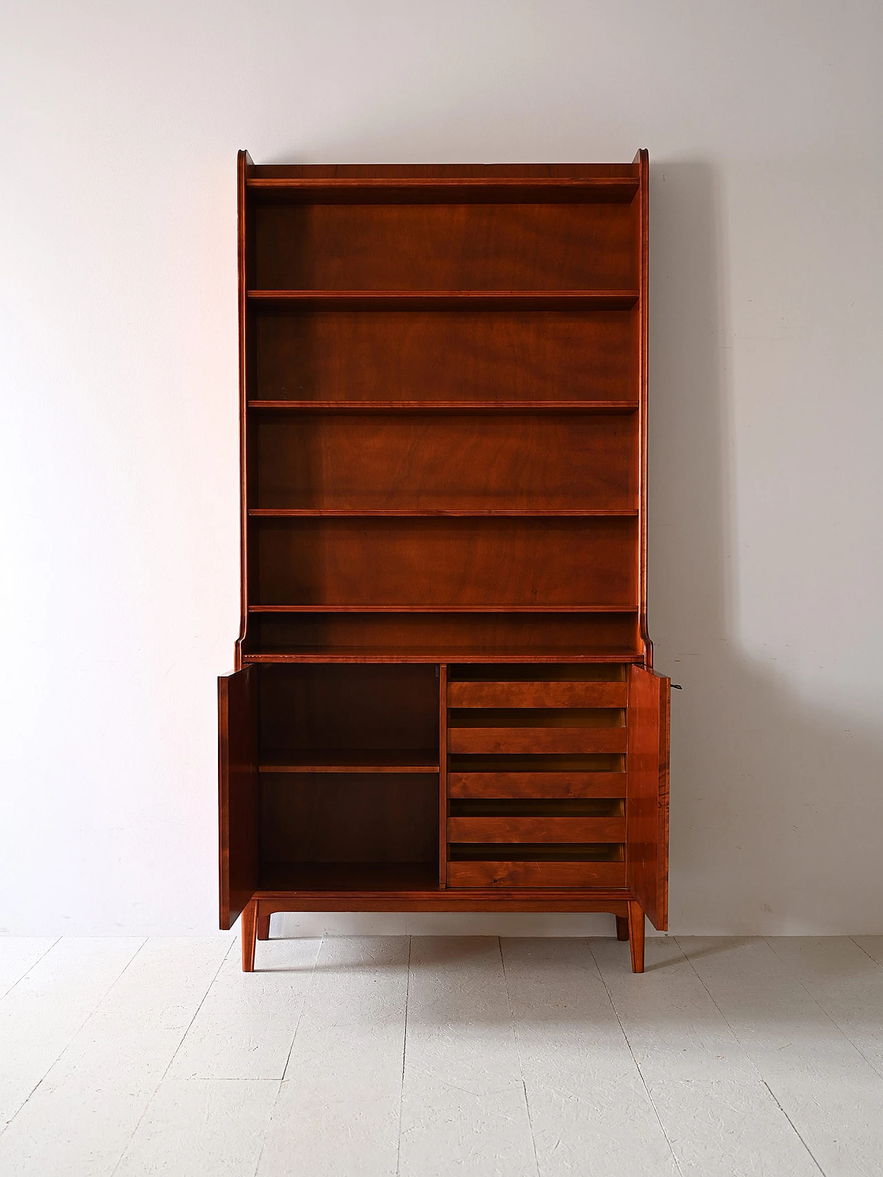 Danish wooden bookcase with shelves and storage unit, 1960s 3